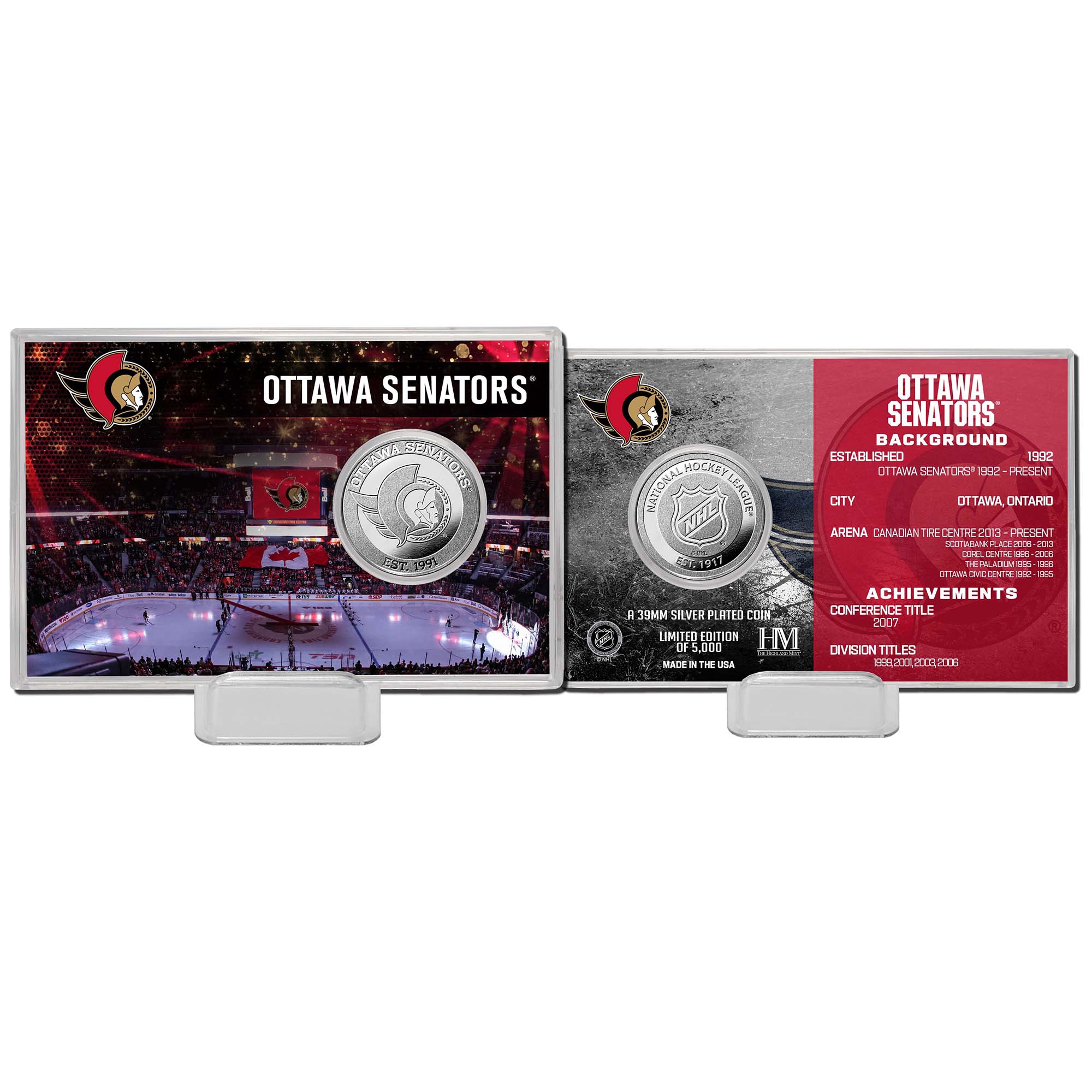 Ottawa Senators Team History NHL Silver Coin Card