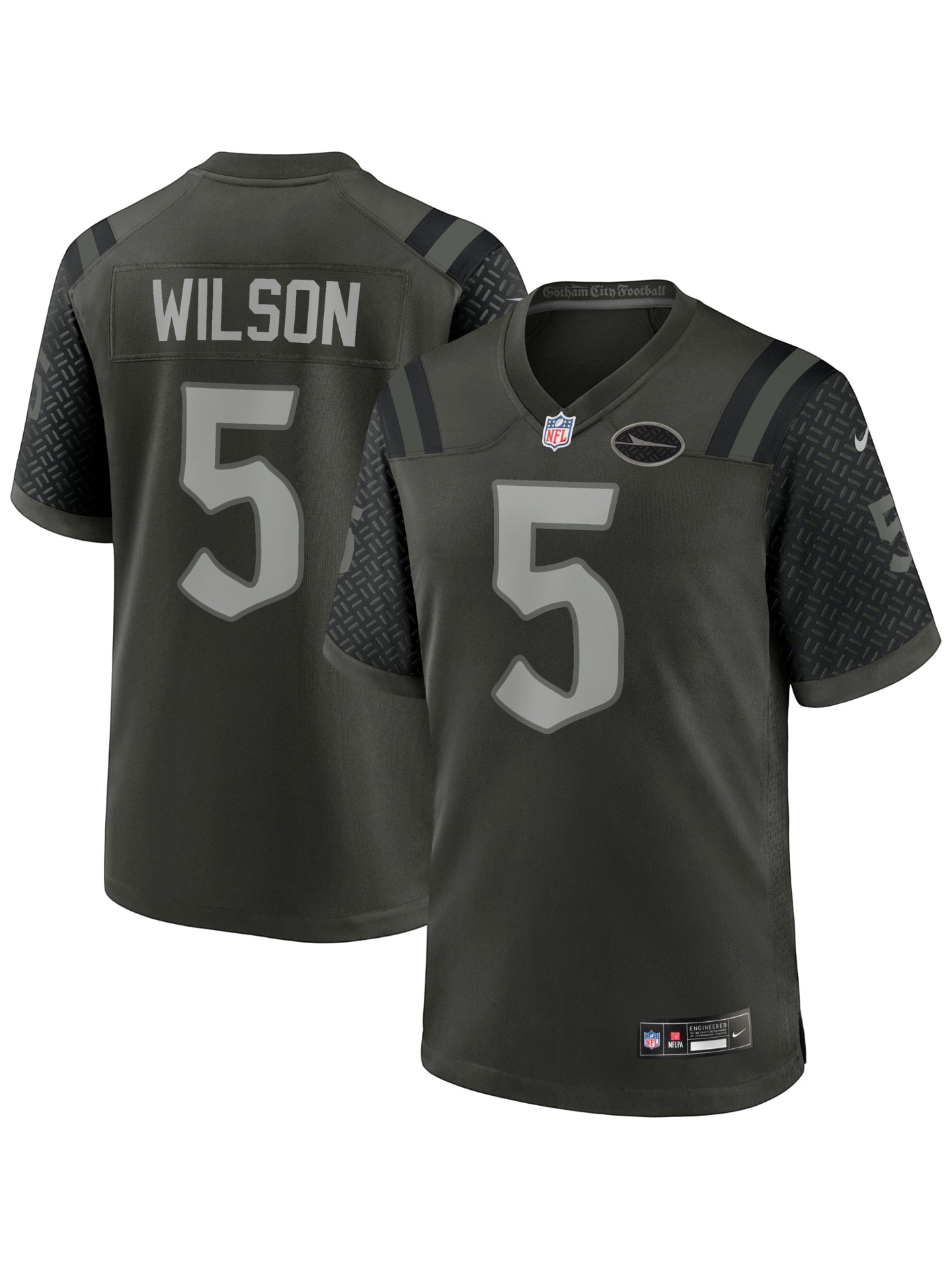 Garrett Wilson #5 New York Jets Rivalries Game NFL Trikot Gotham Green