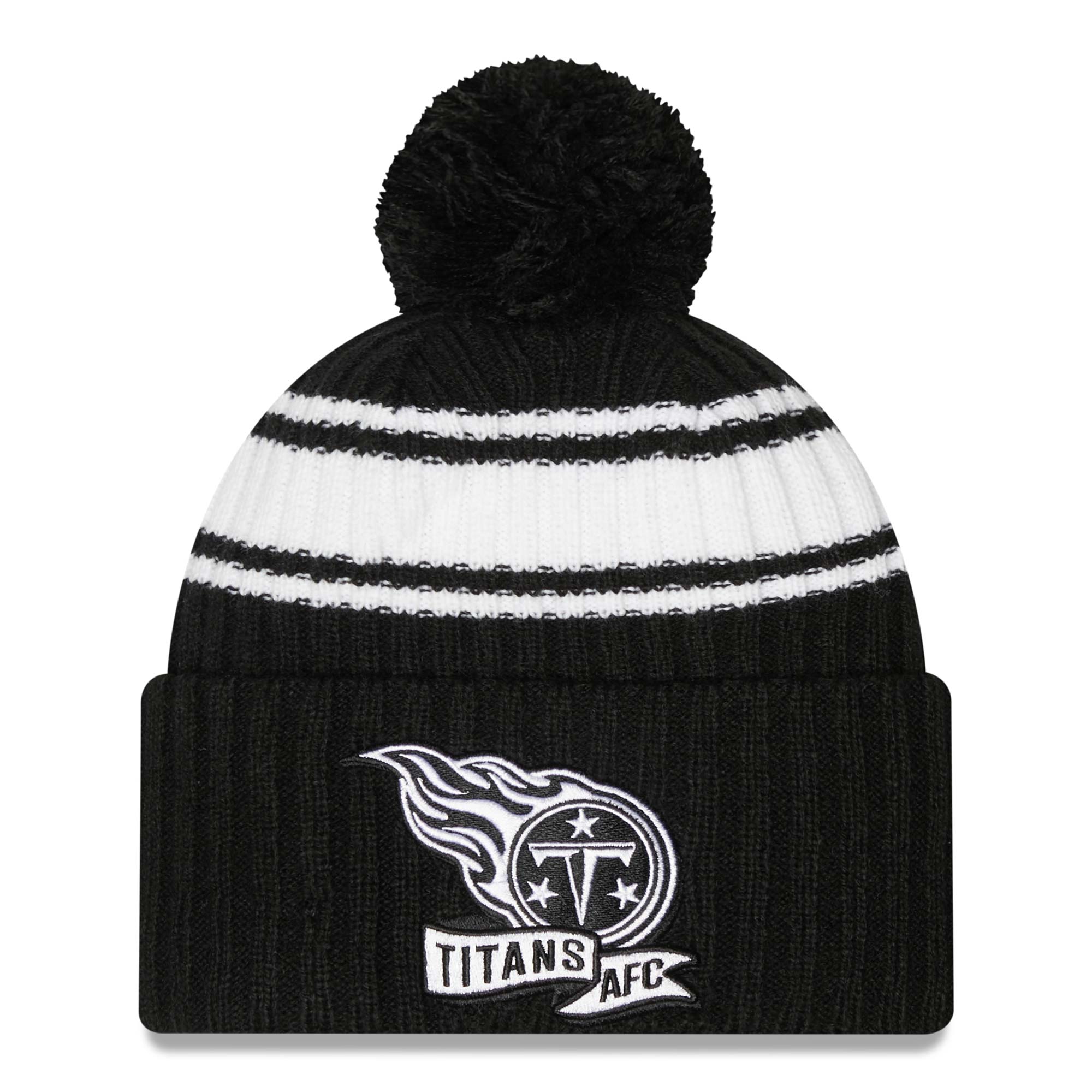 Tennessee Titans Official 2022 NFL Sideline New Era Sport Knit Wintermütze Black & White