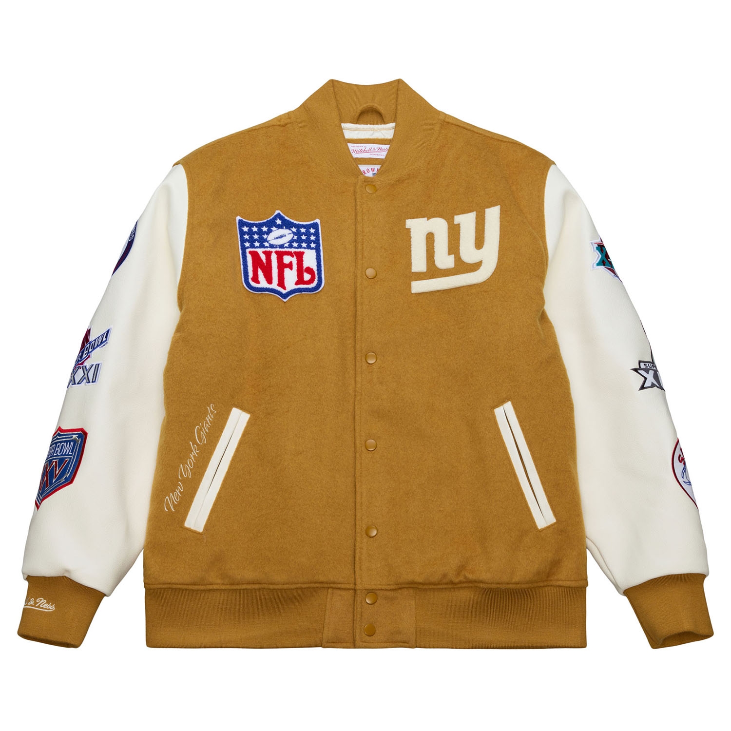 New York Giants Dusted Varsity NFL Jacke Braun/Créme