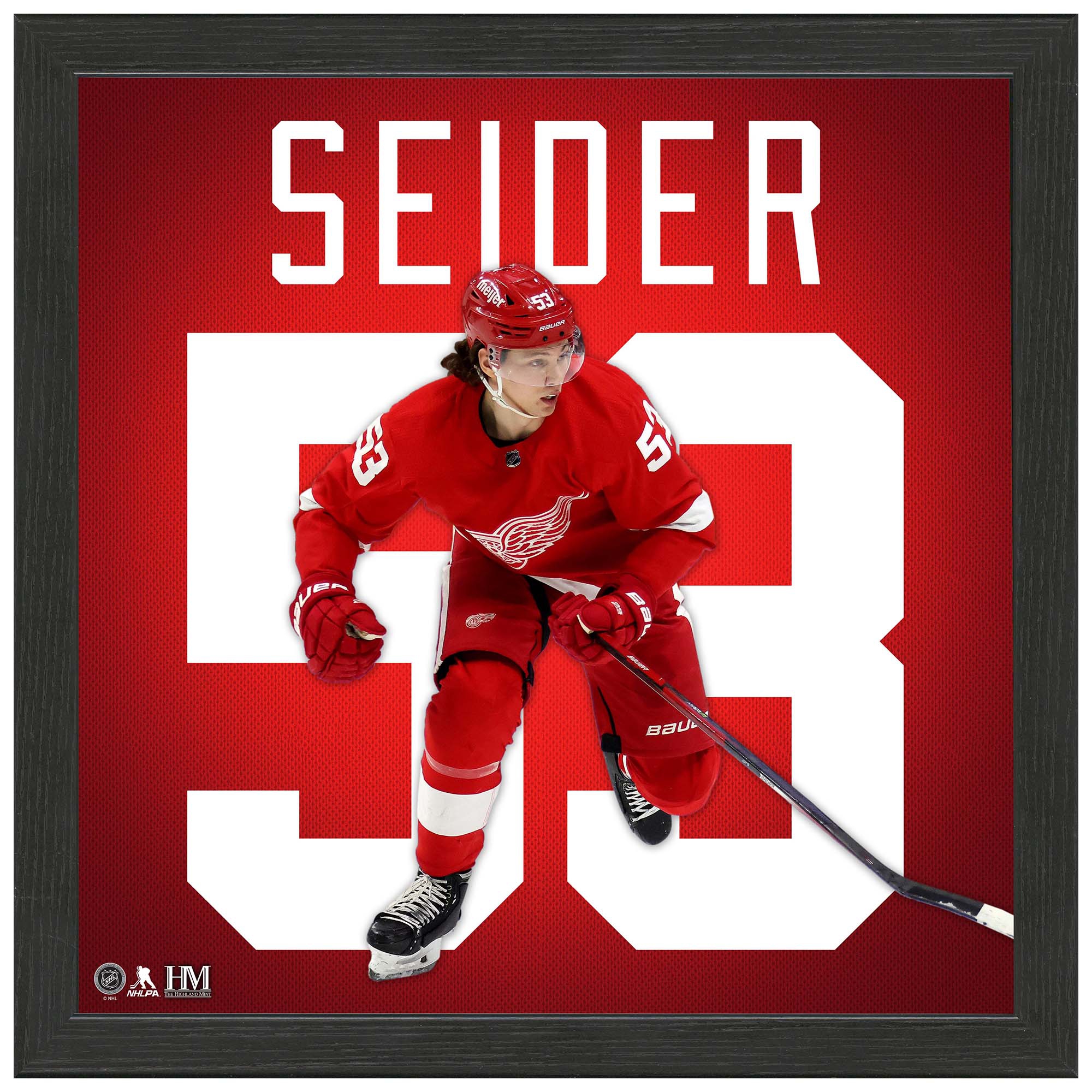 Moritz Seider #53 Detroit Red Wings Impact Jersey Gerahmtes NHL Bild