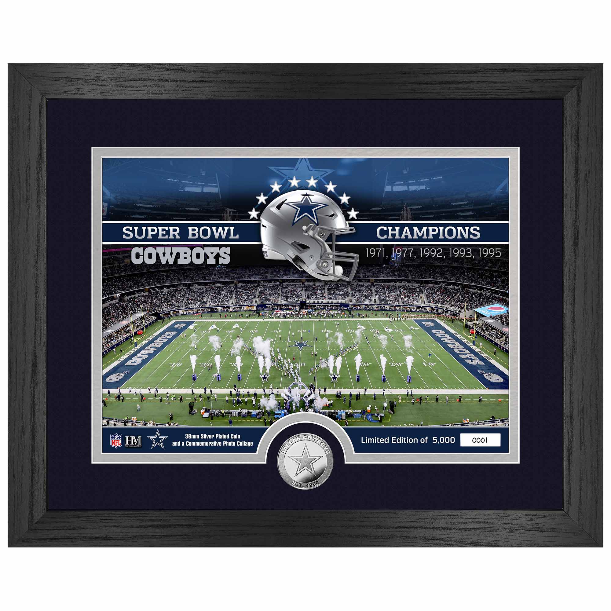 Dallas Cowboys Team Stadium Silver Coin Gerahmtes NFL Bild