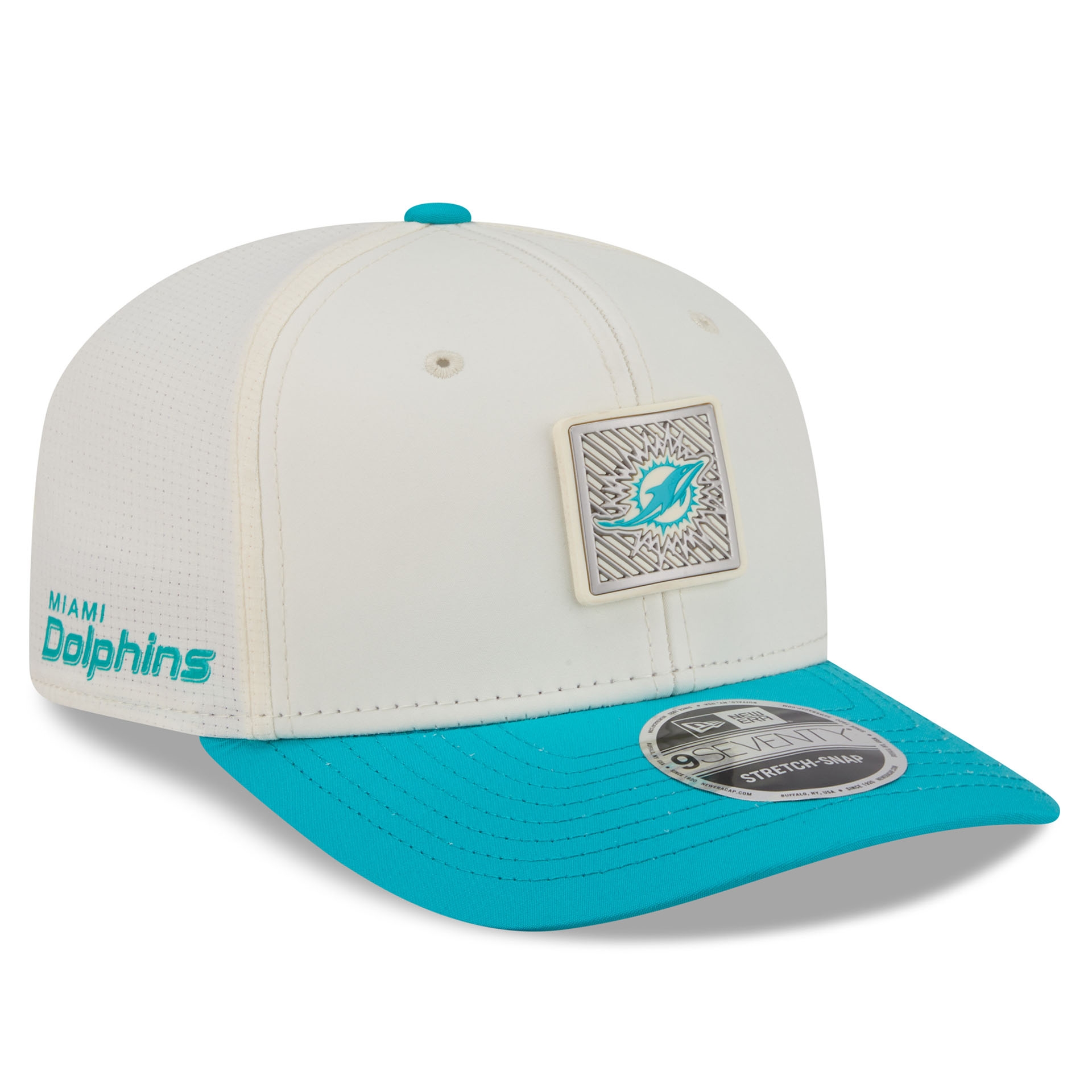 Miami Dolphins 2026 NFL Training Camp 9SEVENTY Stretch-Snap Cap Cream/Aqua
