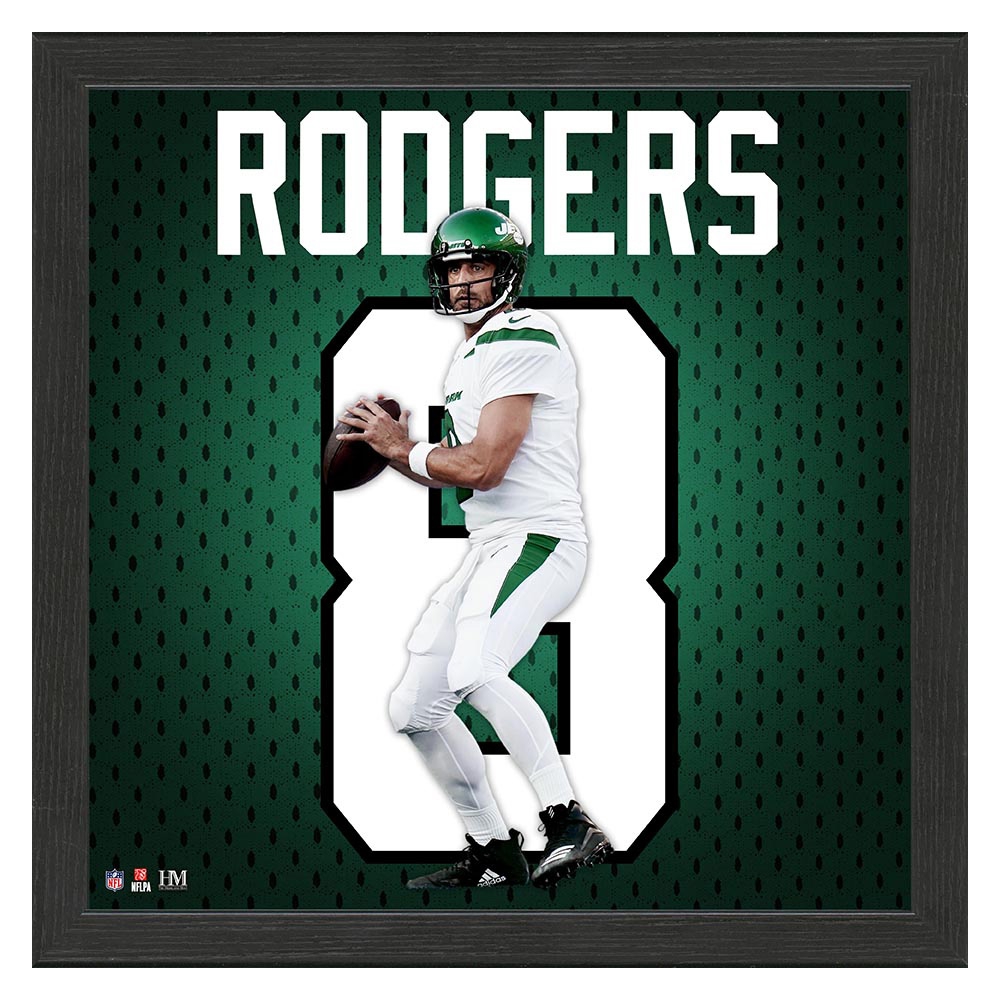 Aaron Rodgers #8 New York Jets Jersey Gerahmtes NFL Bild
