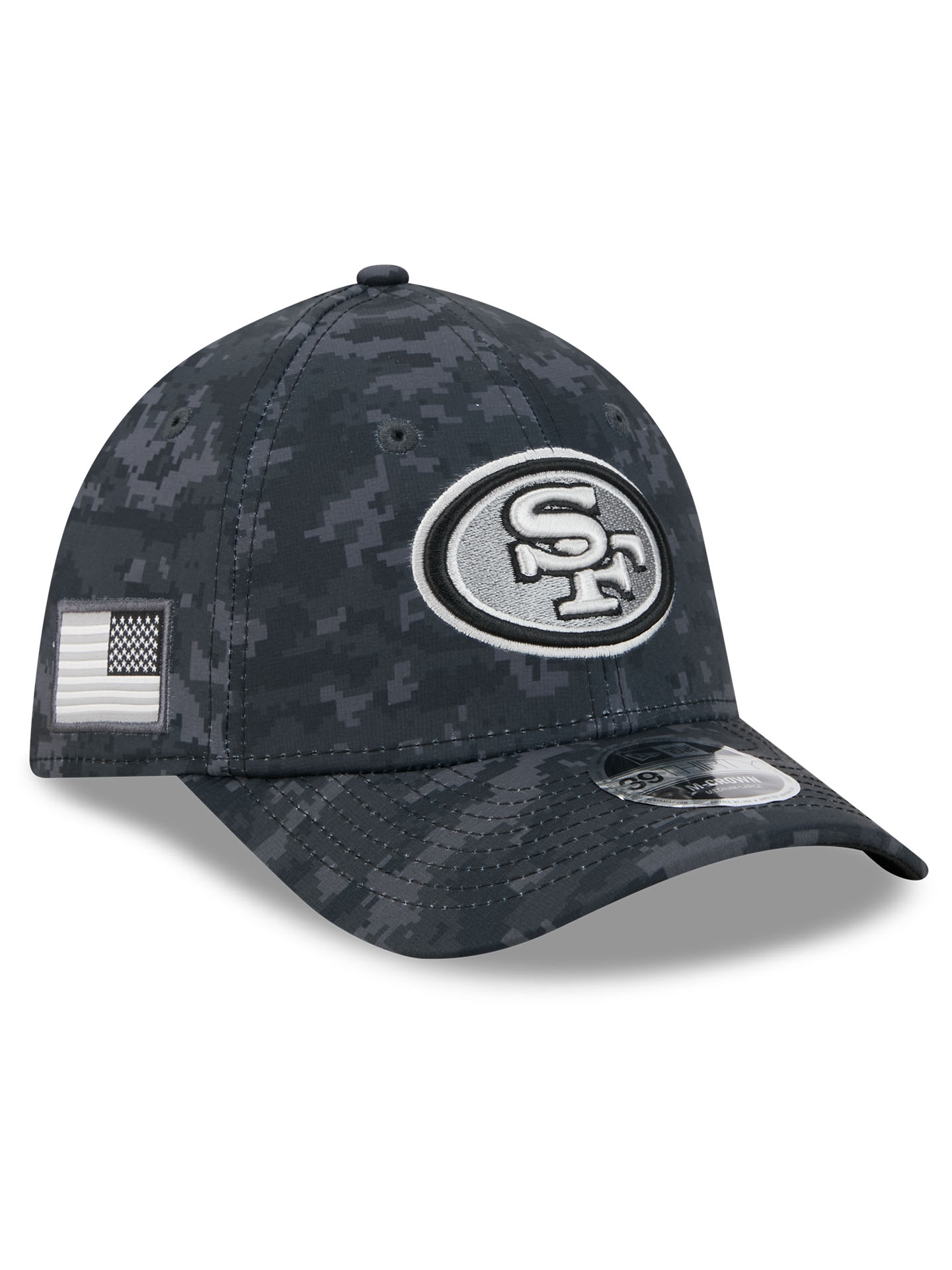 San Francisco 49ers 2026 NFL Salute to Service 39THIRTY M-Crown Flex Cap Schwarz