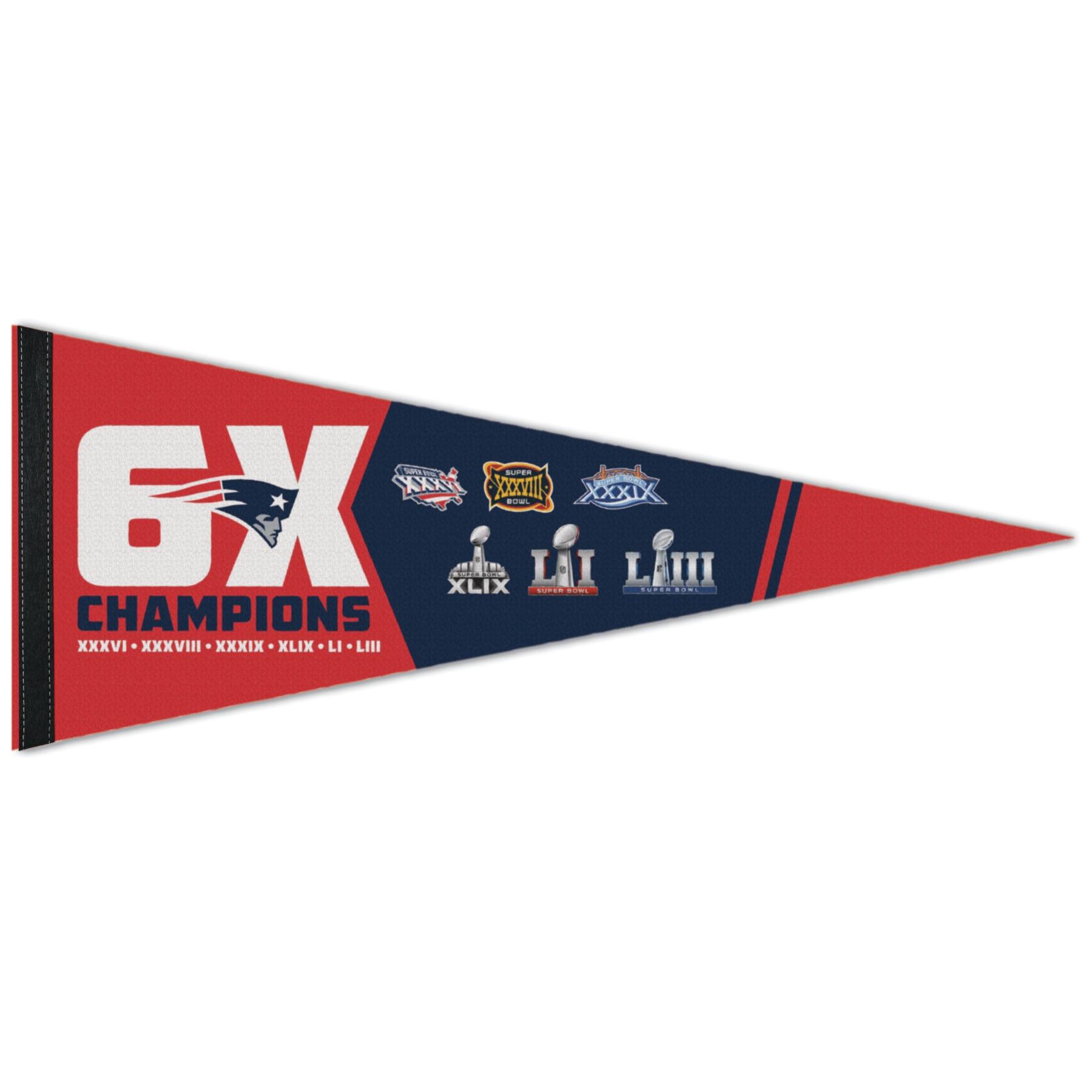 New England Patriots 6x Champions Premium NFL Wimpel