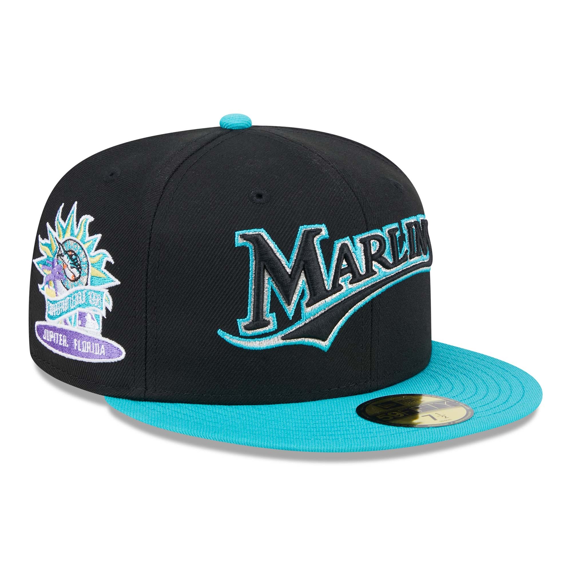 Florida Marlins Retro 1996 Spring Training New Era 59FIFTY Fitted Cap Schwarz