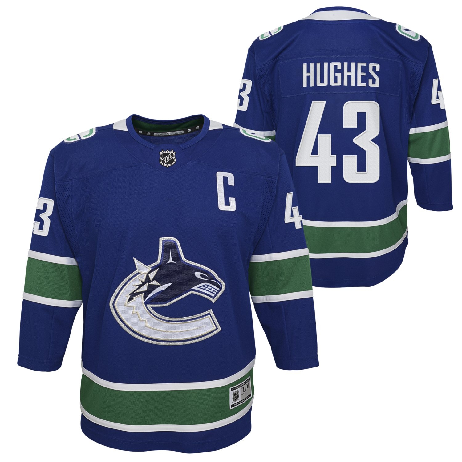 Quinn Hughes #43 Vancouver Canucks Premier NHL Trikot Blau (YOUTH)