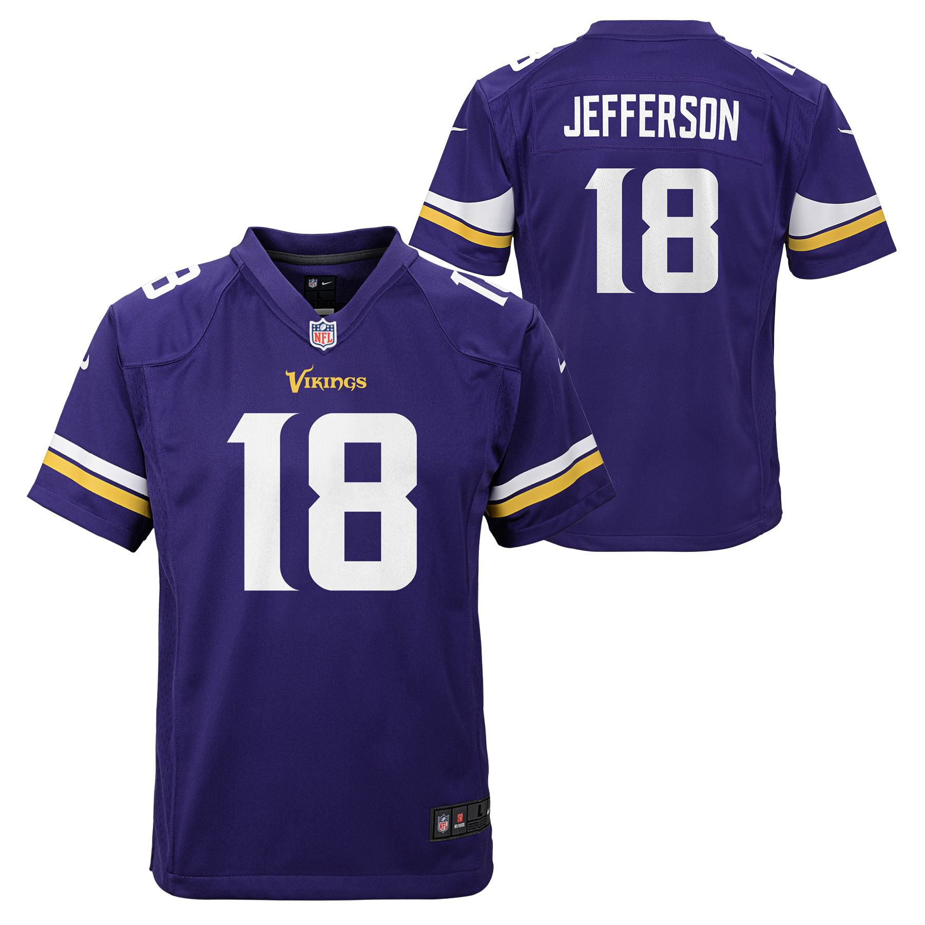 Justin Jefferson #18 Minnesota Vikings Game Football NFL Trikot Lila (YOUTH)