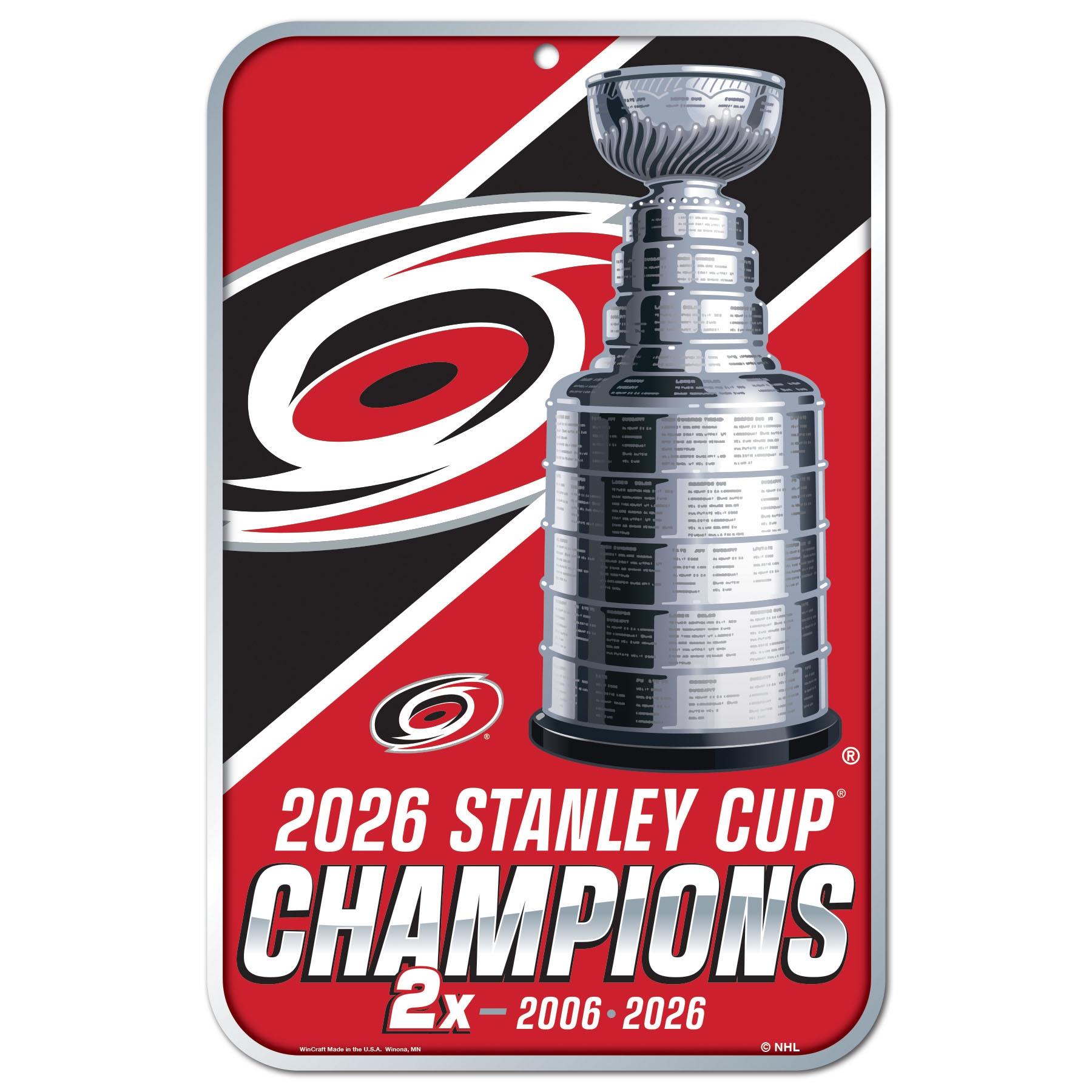 Carolina Hurricanes 2026 Stanley Cup Champions NHL Schild