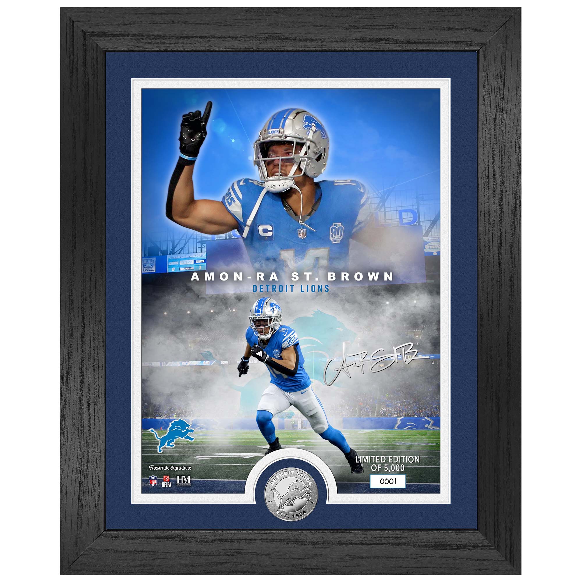Amon-Ra St. Brown Detroit Lions Silver Coin Gerahmtes NFL Bild