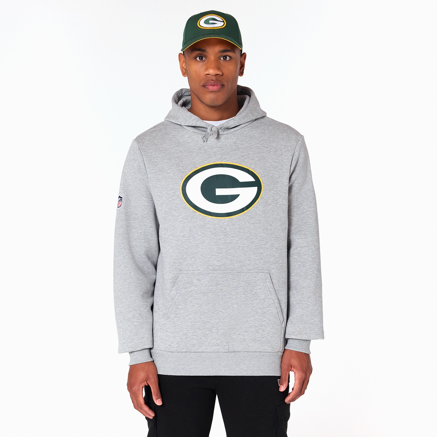 Green Bay Packers Logo Hoodie New Era NFL Sweatshirt Grau
