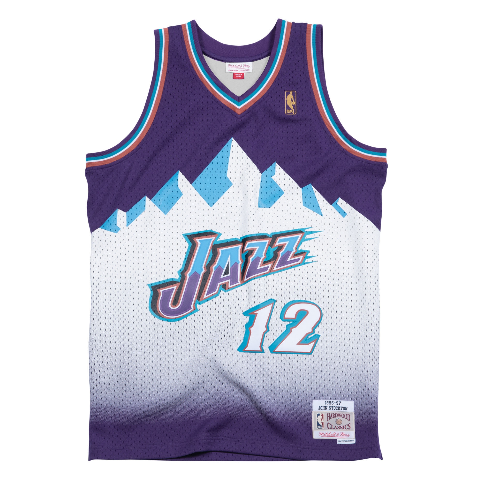 John Stockton #12 Utah Jazz 1996-97 Mitchell & Ness Swingman NBA Trikot Lila