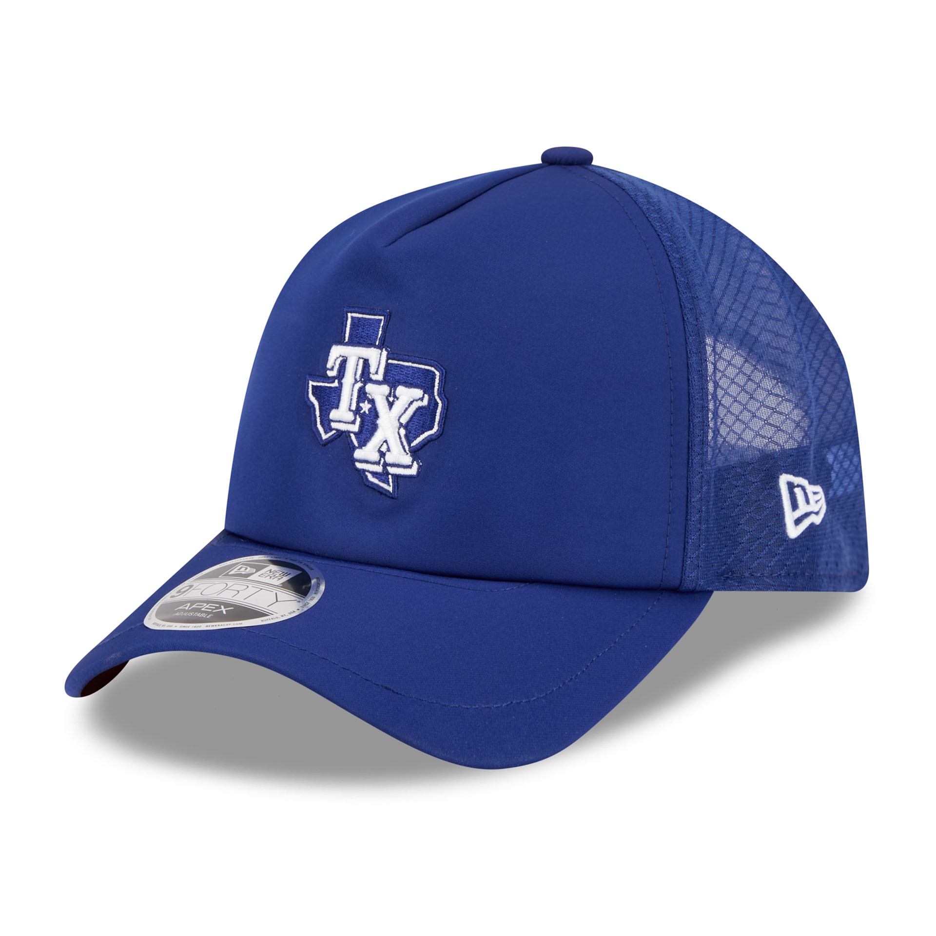 Texas Rangers 2026 MLB Batting Practice 9FORTY APEX Trucker Cap Blau
