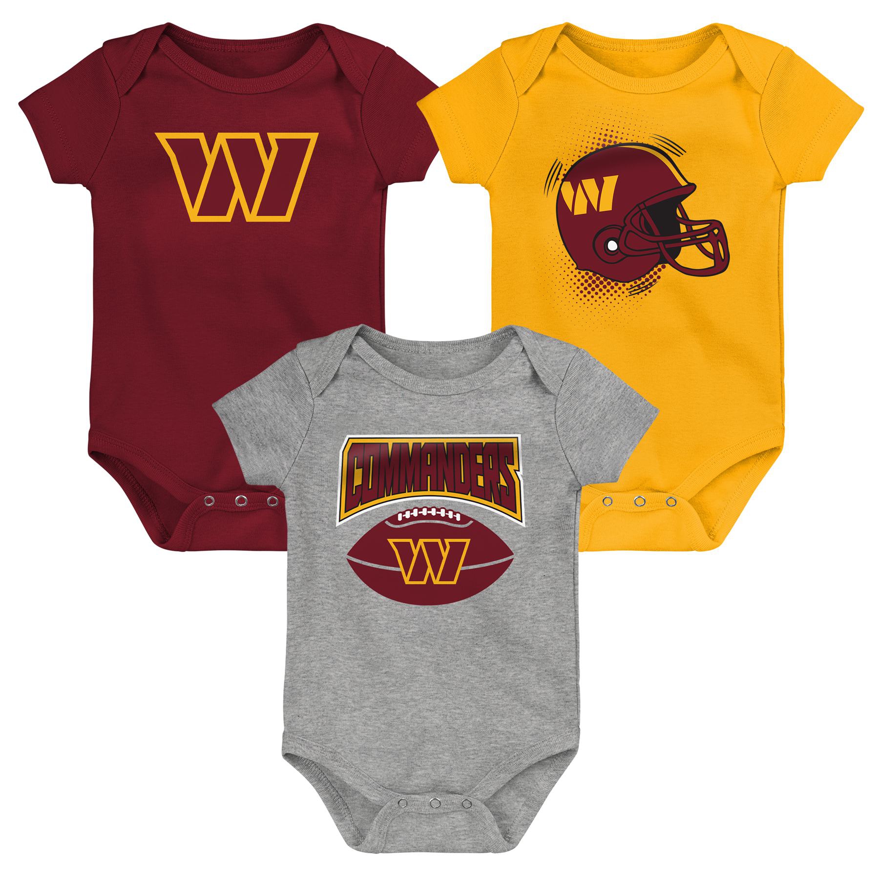 Washington Commanders Game On Creeper NFL Infant Bodysuit Set (3-Piece)