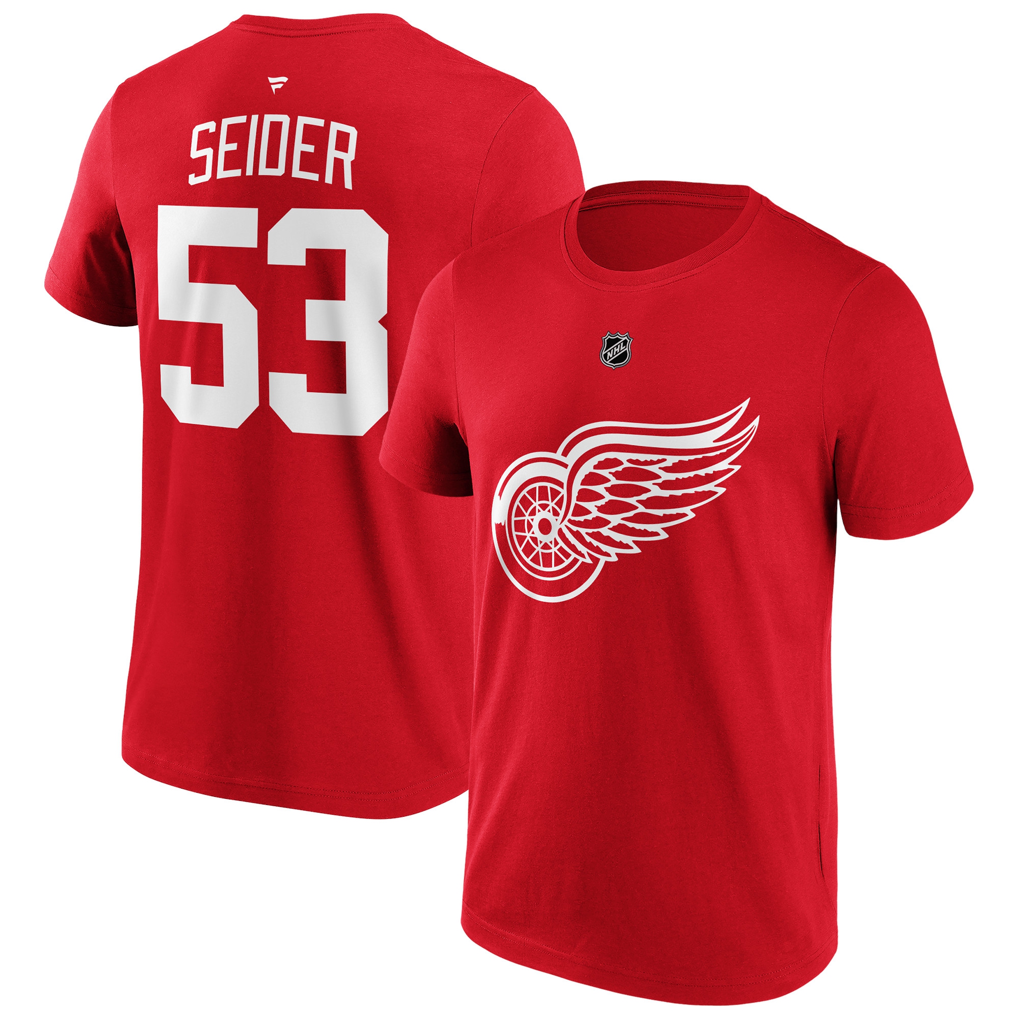 Moritz Seider #53 Detroit Red Wings Player NHL T-Shirt Rot