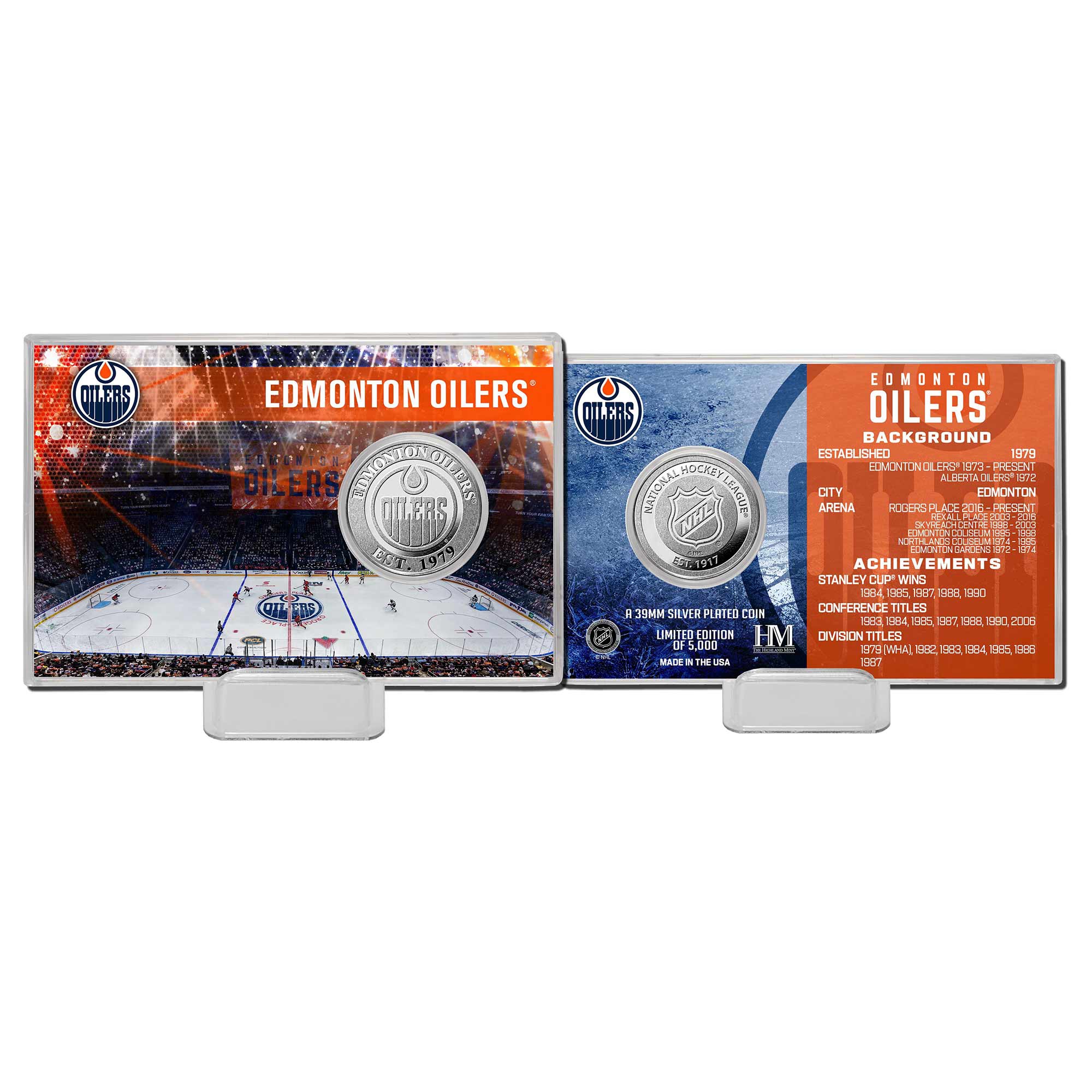 Edmonton Oilers Team History NHL Silver Coin Card