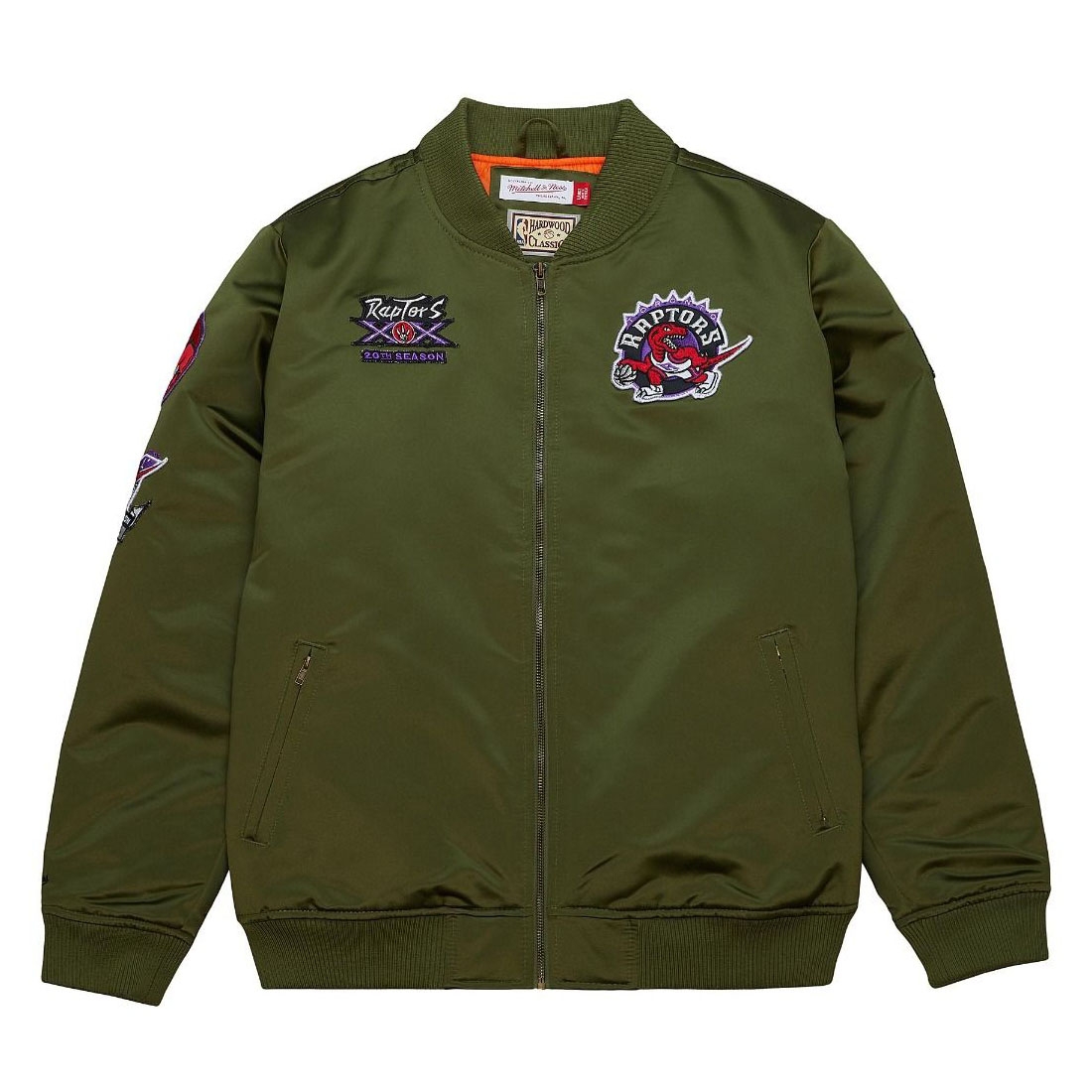 Toronto Raptors Olive Mitchell & Ness Heavyweight Satin NBA Jacke