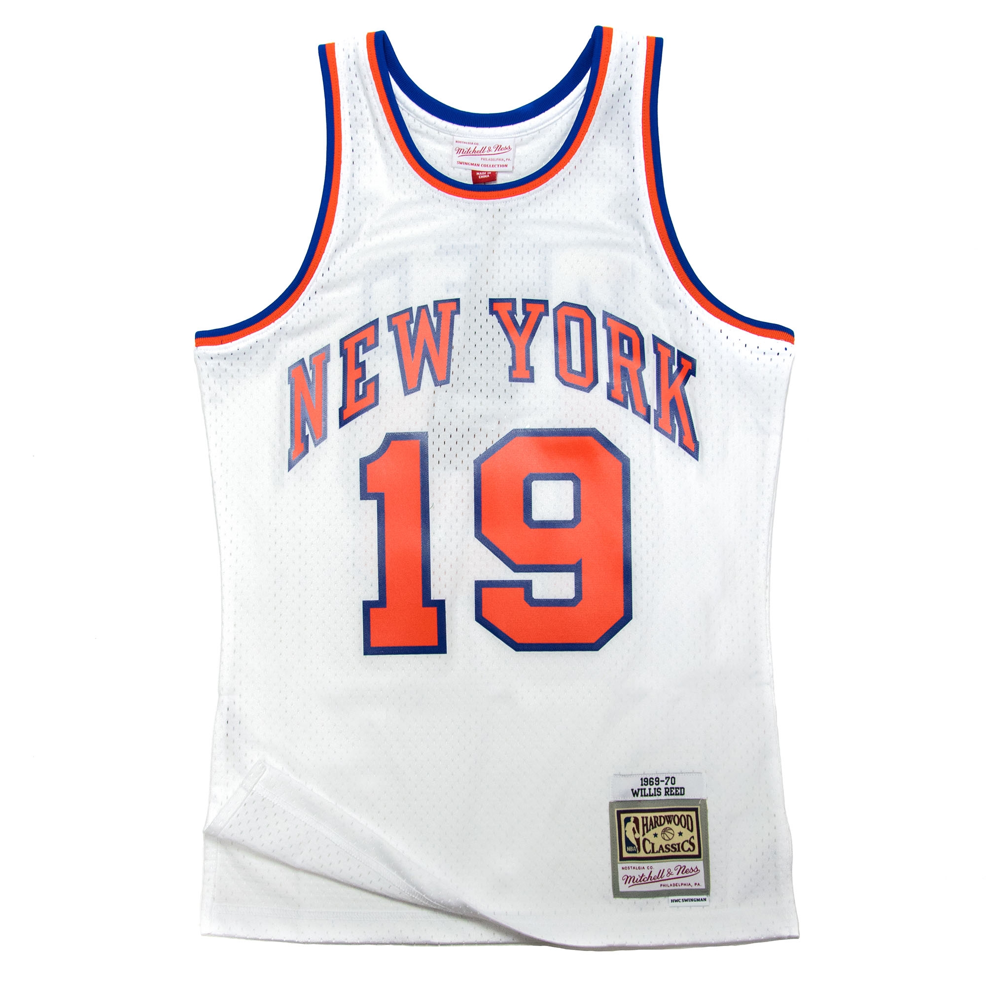 Willis Reed #19 New York Knicks 1969-70 Mitchell & Ness Swingman NBA Trikot Weiß