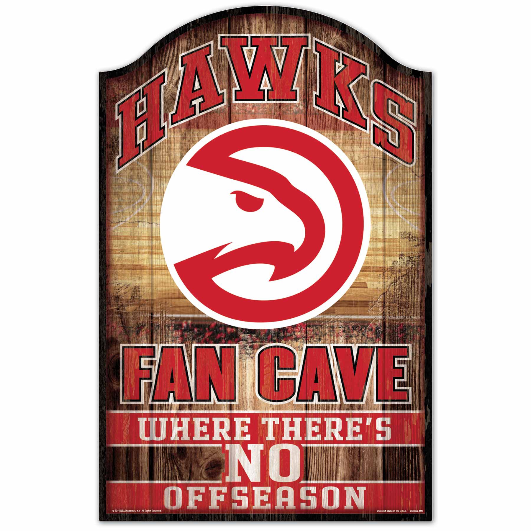 Atlanta Hawks NBA Fan Cave Wood Sign