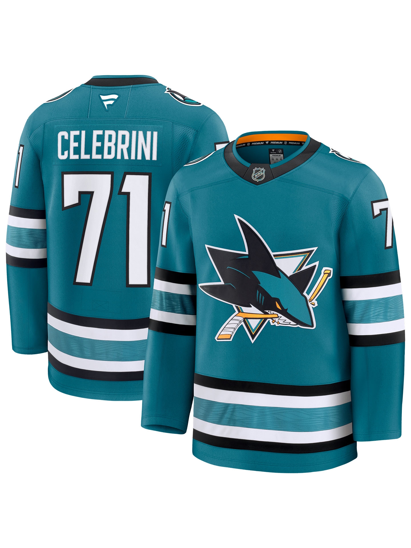 Macklin Celebrini #71 San Jose Sharks Premium NHL Trikot Home Türkis