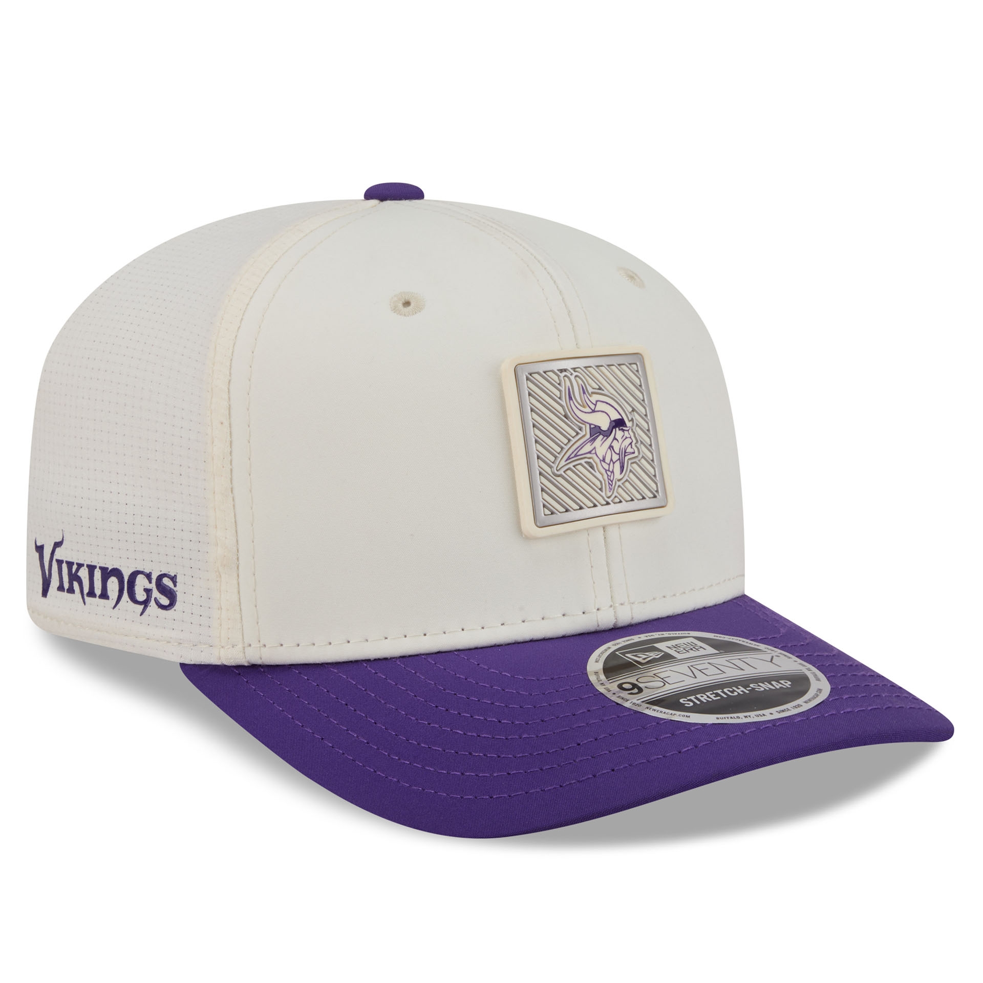 Minnesota Vikings 2026 NFL Training Camp 9SEVENTY Stretch-Snap Cap Cream/Purple