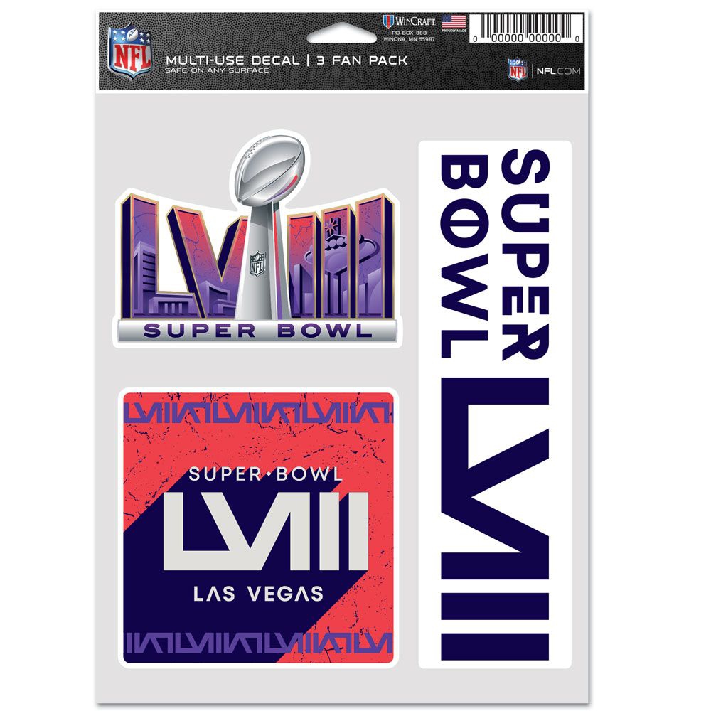 Super Bowl LVIII Las Vegas Multi-Use NFL Aufkleber-Set (3 Stk.)