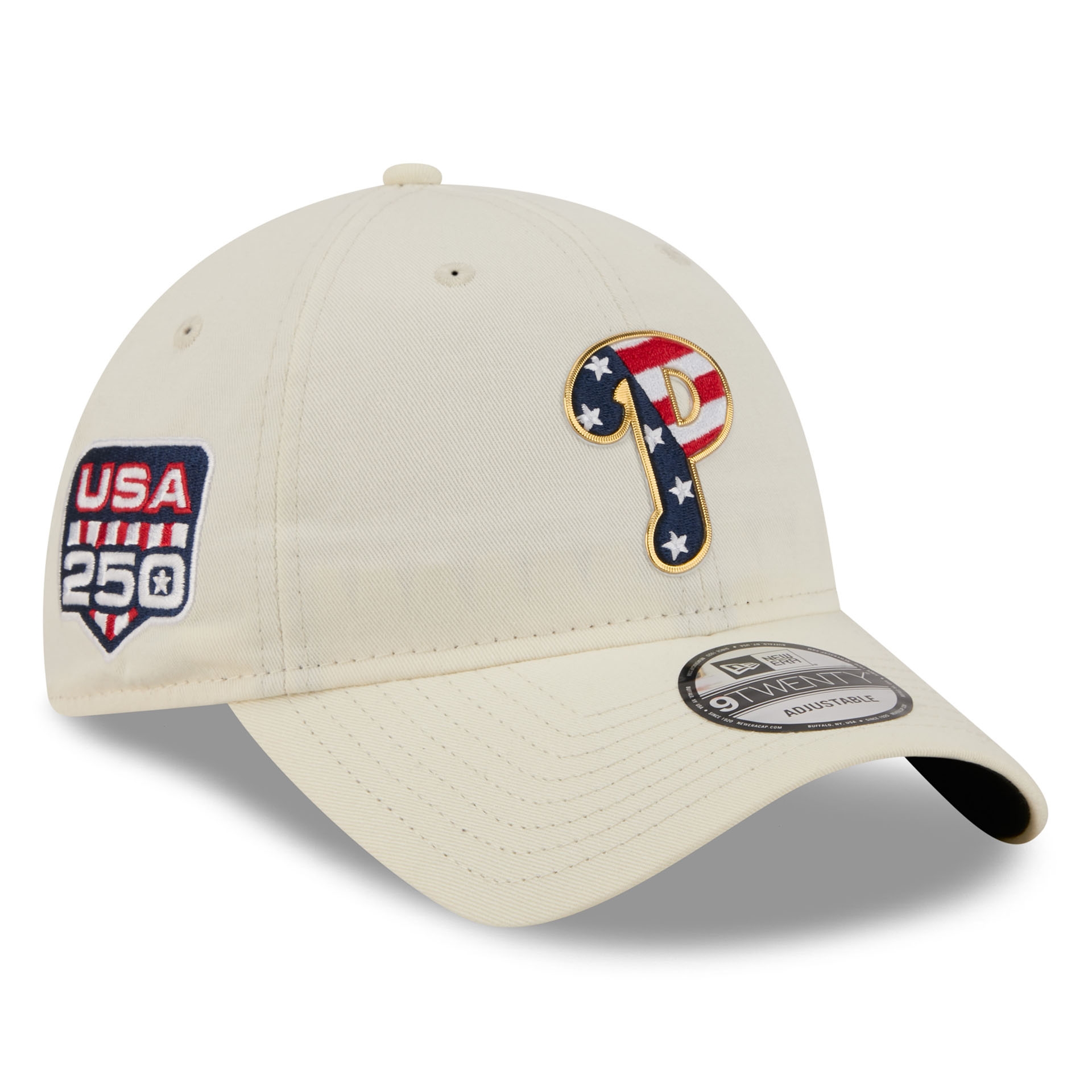 Philadelphia Phillies 4th of July USA 250 9TWENTY Adjustable Cap Cream