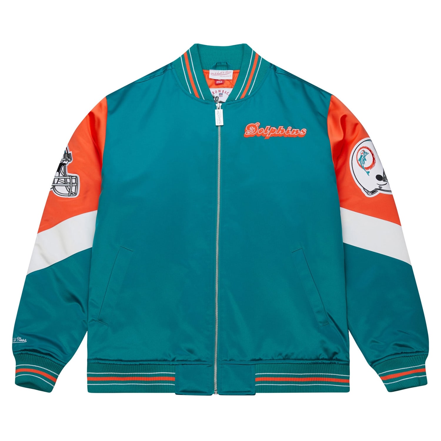 Miami Dolphins Throw it Back Heavyweight Satin NFL Jacke Aqua