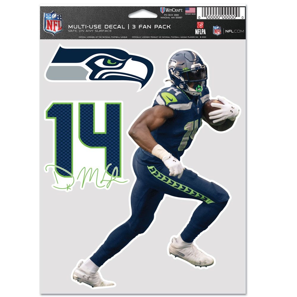 DK Metcalf #14 Seattle Seahawks Player NFL Aufkleber-Set (3 Stk.)