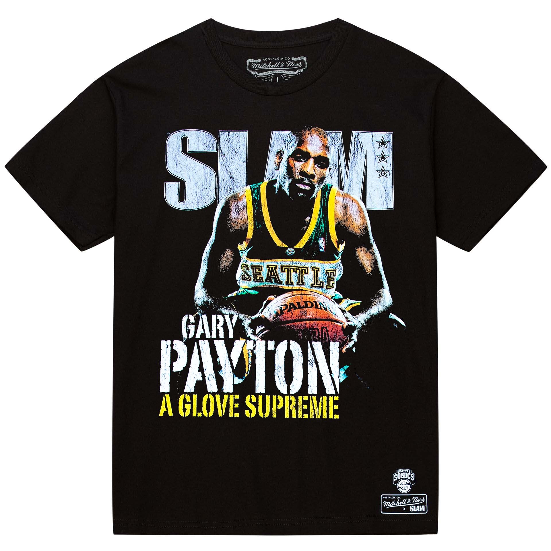 Gary Payton Seattle SuperSonics Slam Cover NBA T-Shirt Schwarz