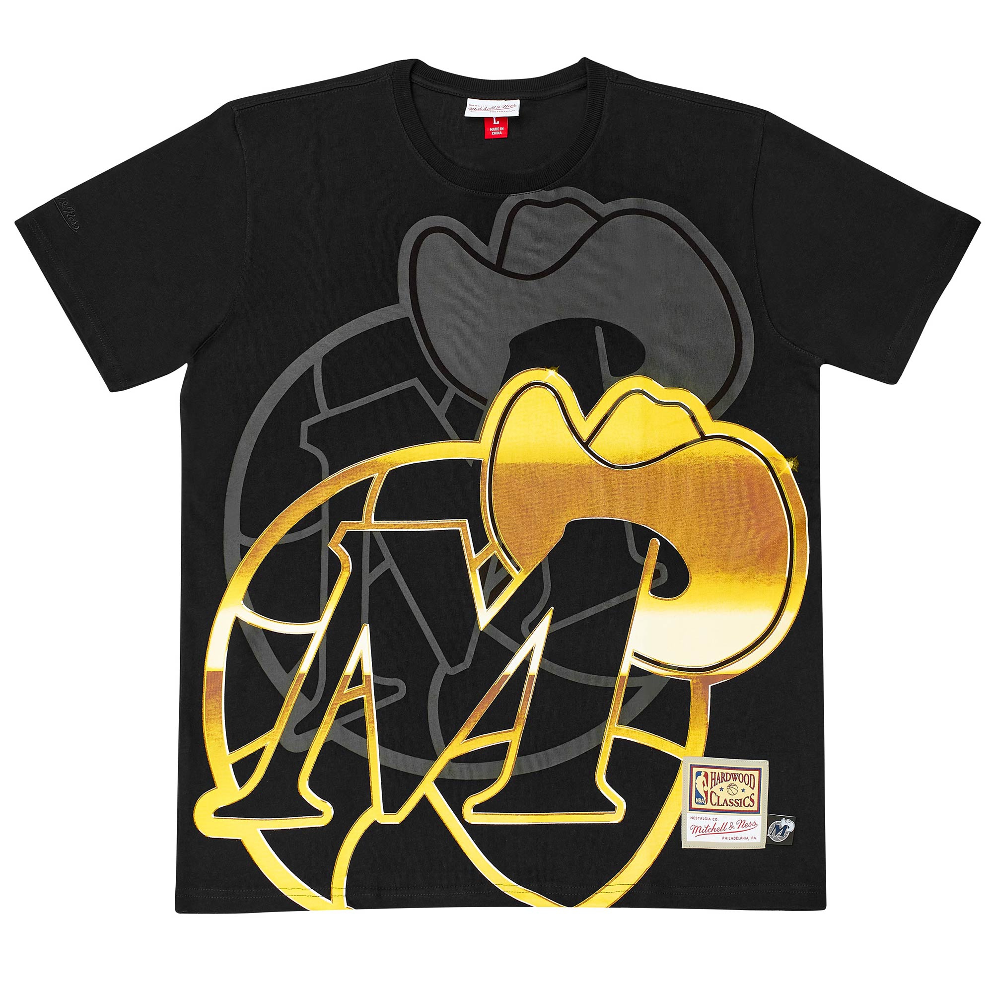 Dallas Mavericks Big Face 4.0 Heavyweight Mitchell & Ness NBA T-Shirt Schwarz
