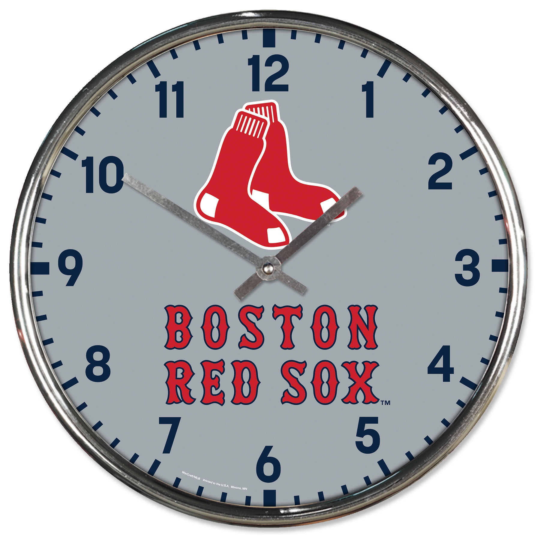Boston Red Sox Chrome MLB Team Design Wall Clock