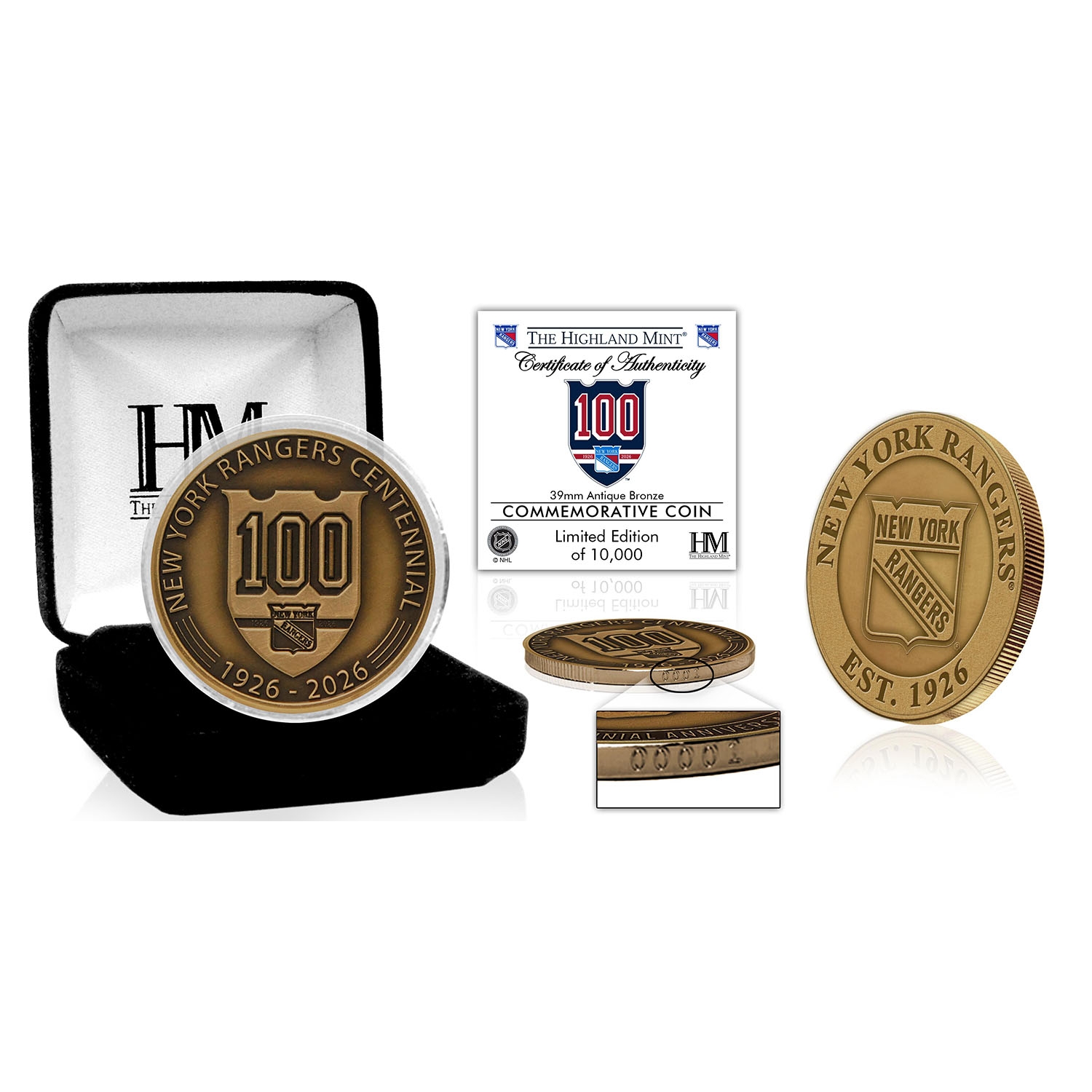 New York Rangers 100th Anniversary Antique Bronze Gedenkmünze