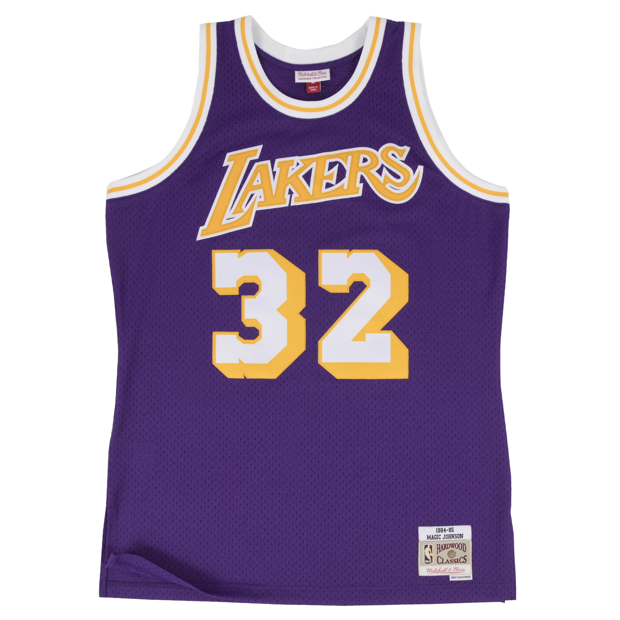 Magic Johnson #32 Los Angeles Lakers 1984-85 Mitchell & Ness Swingman NBA Trikot Lila