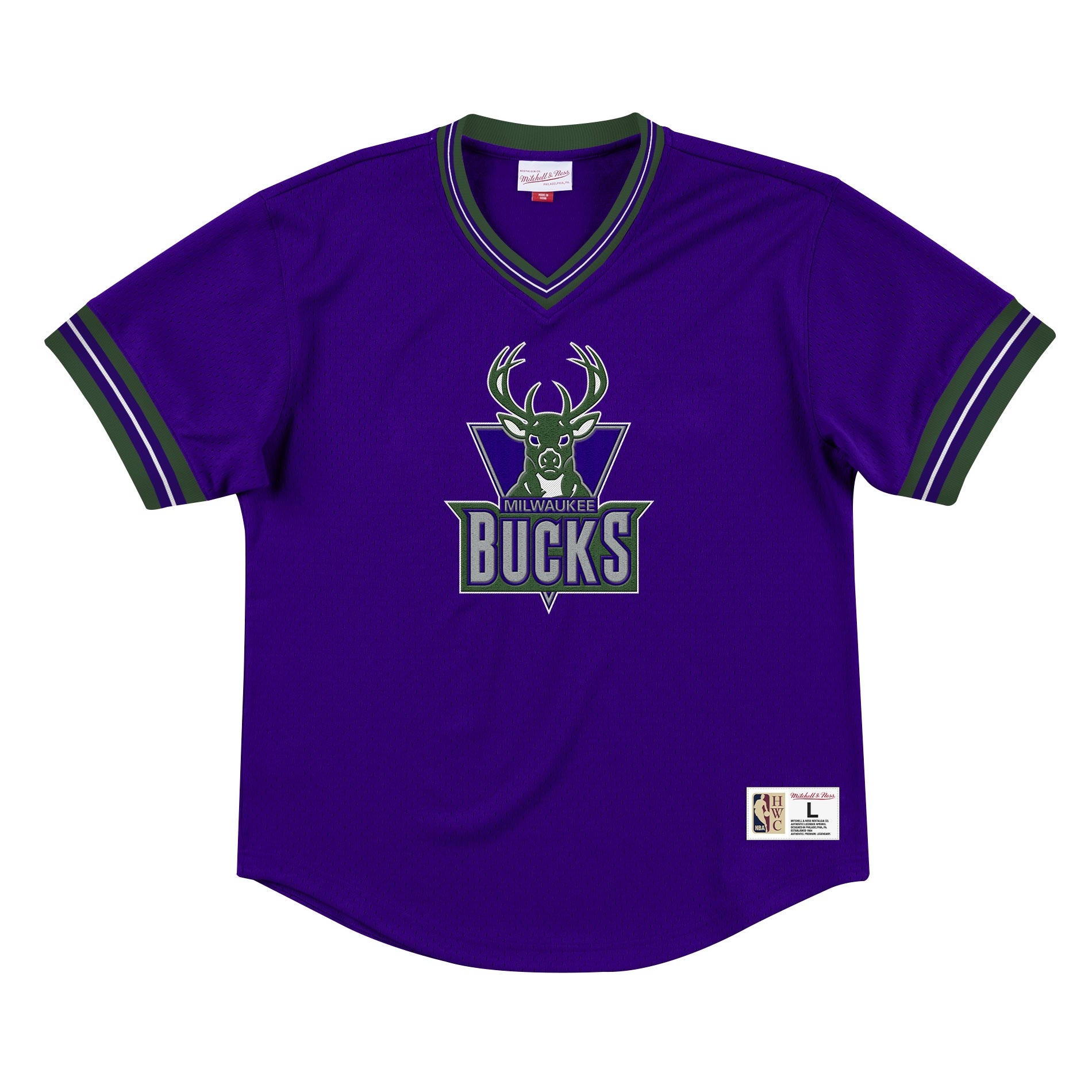 Milwaukee Bucks Unbeaten Mitchell & Ness NBA V-Neck Mesh Shirt Lila