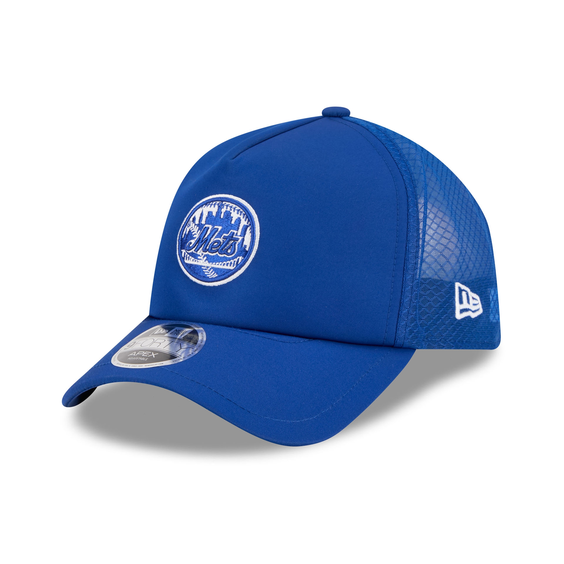 New York Mets 2026 MLB Batting Practice 9FORTY APEX Trucker Cap Blau