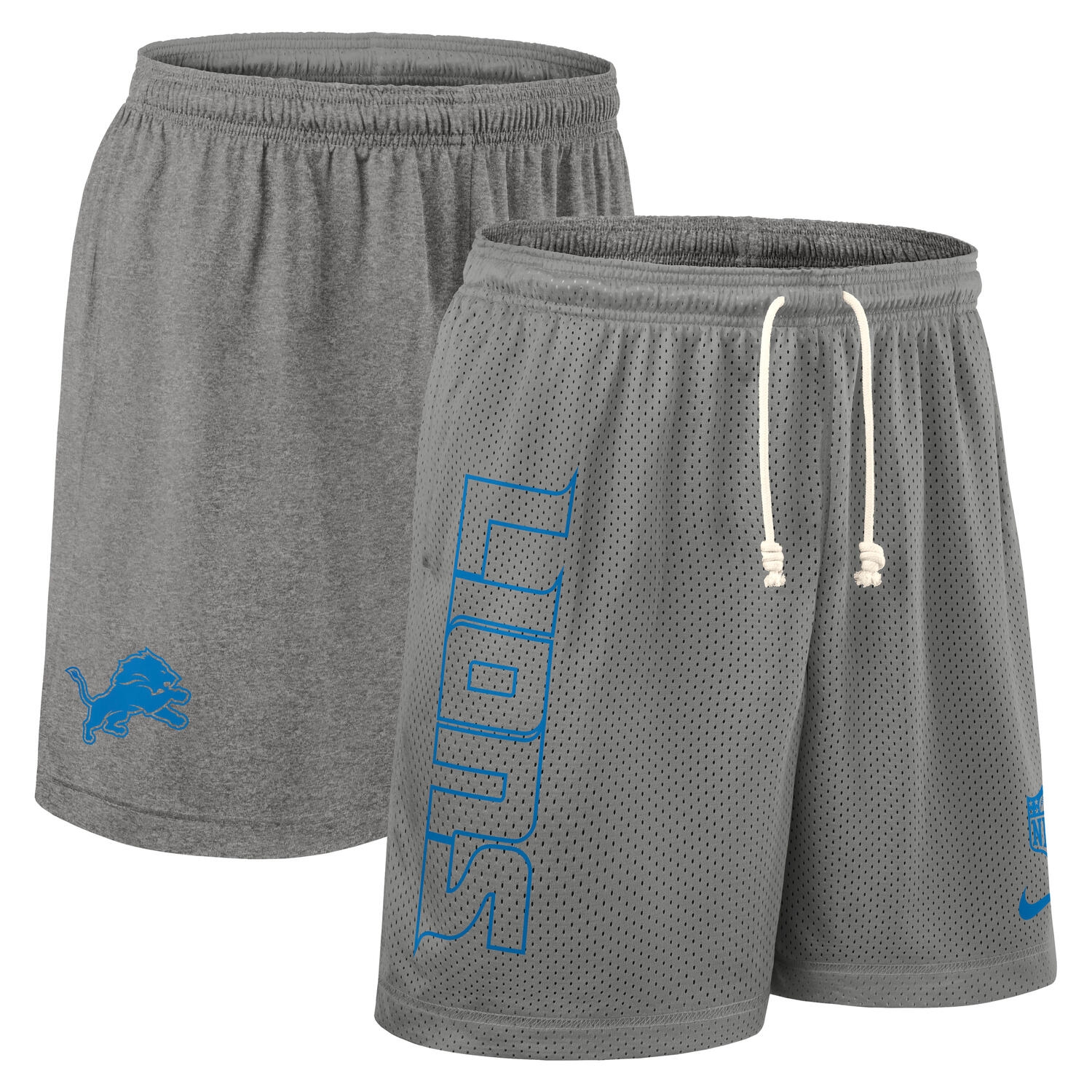 Detroit Lions 2025 NFL Sideline Reversible Mesh Nike Dri-FIT Shorts Gray