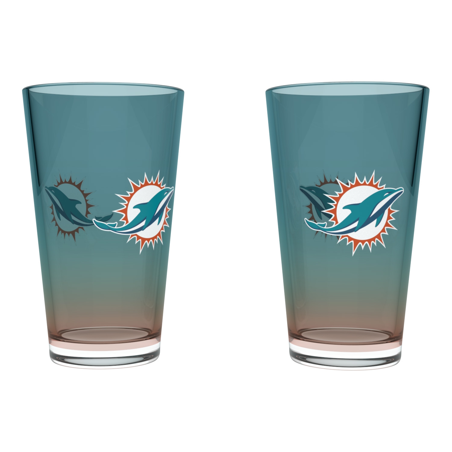 Miami Dolphins Team Color NFL Pint Gläser Set (2 Stk.)