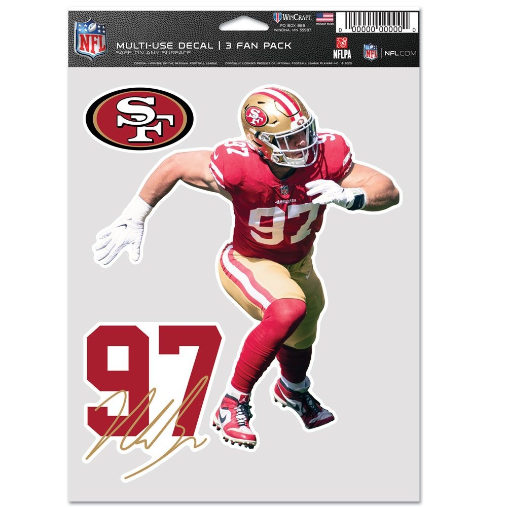 Nick Bosa #97 San Francisco 49ers Player NFL Aufkleber-Set (3 Stk.)
