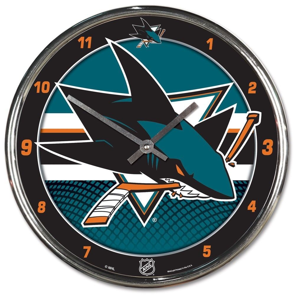 San Jose Sharks Chrome NHL Wanduhr