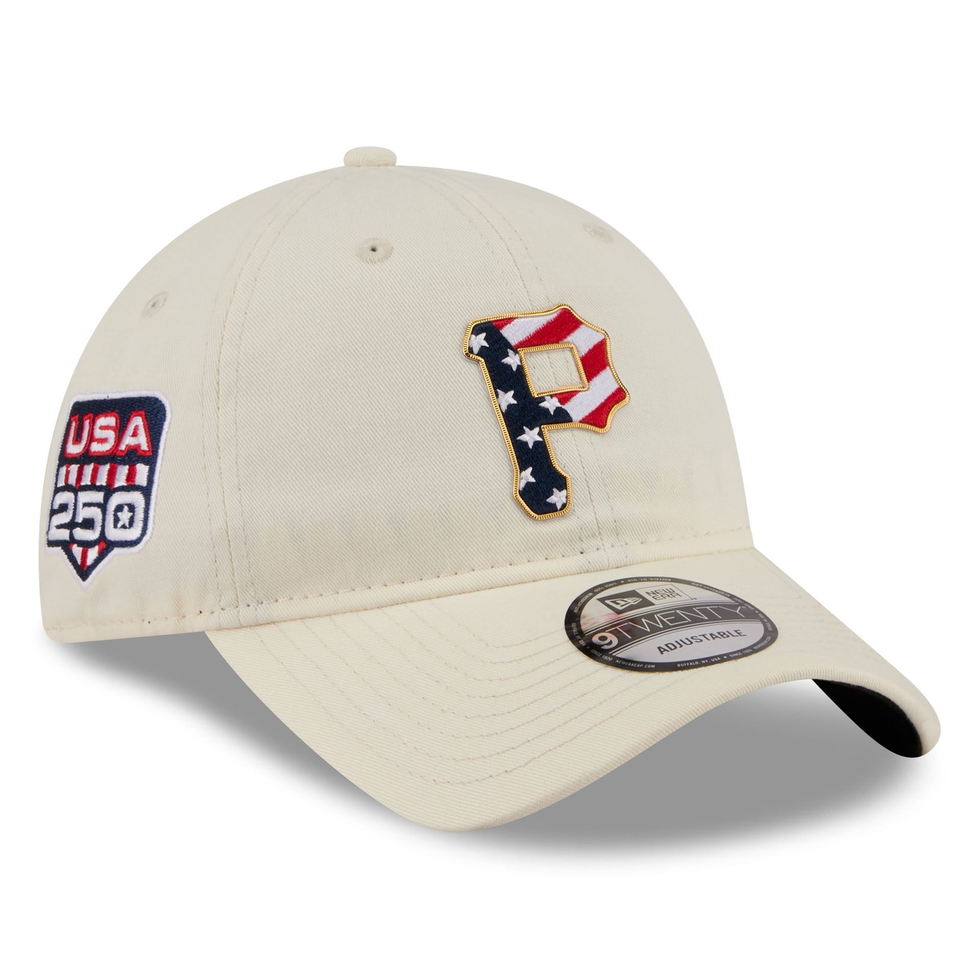 Pittsburgh Pirates 4th of July USA 250 9TWENTY Adjustable Cap Cream