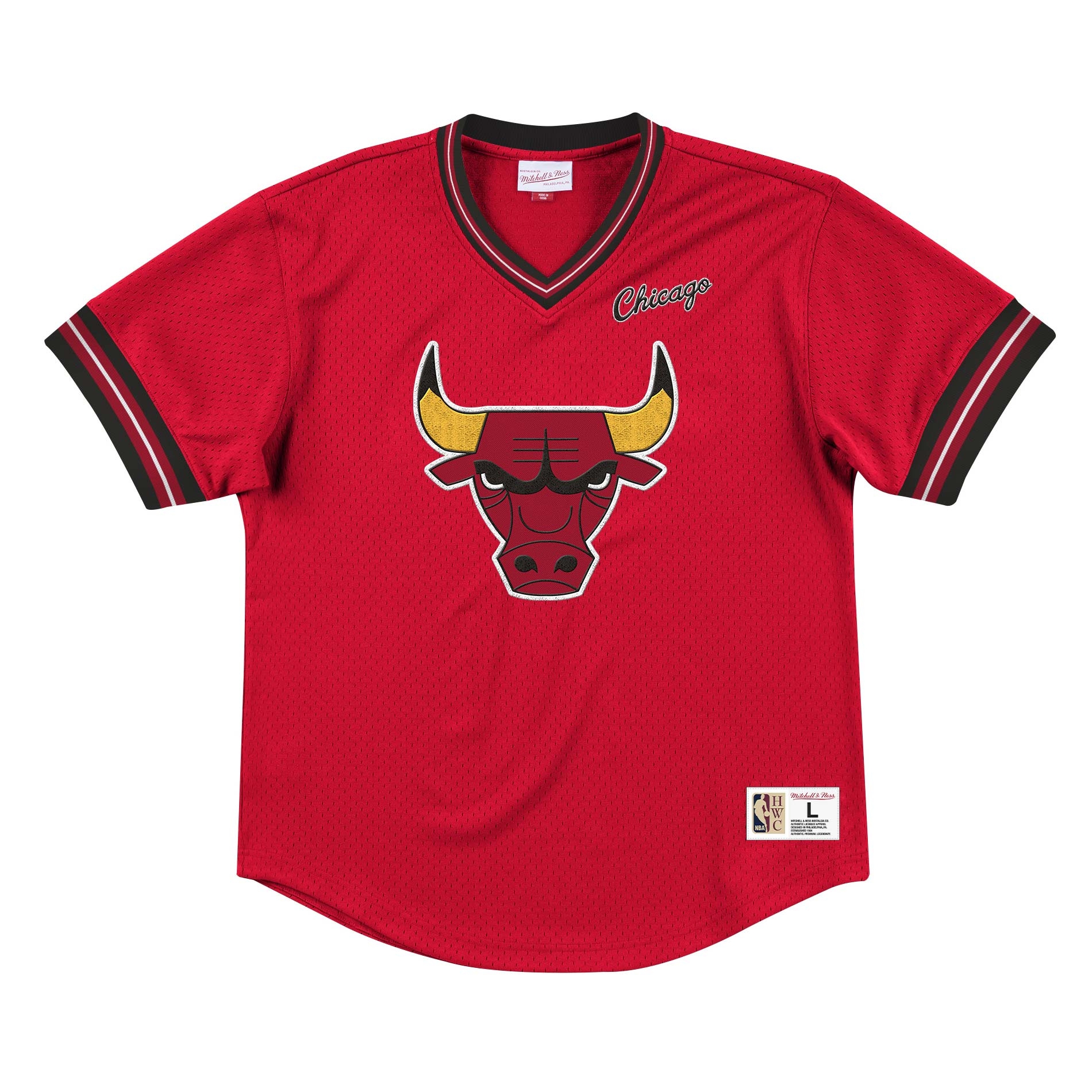 Chicago Bulls Unbeaten Mitchell & Ness NBA V-Neck Mesh Shirt Rot