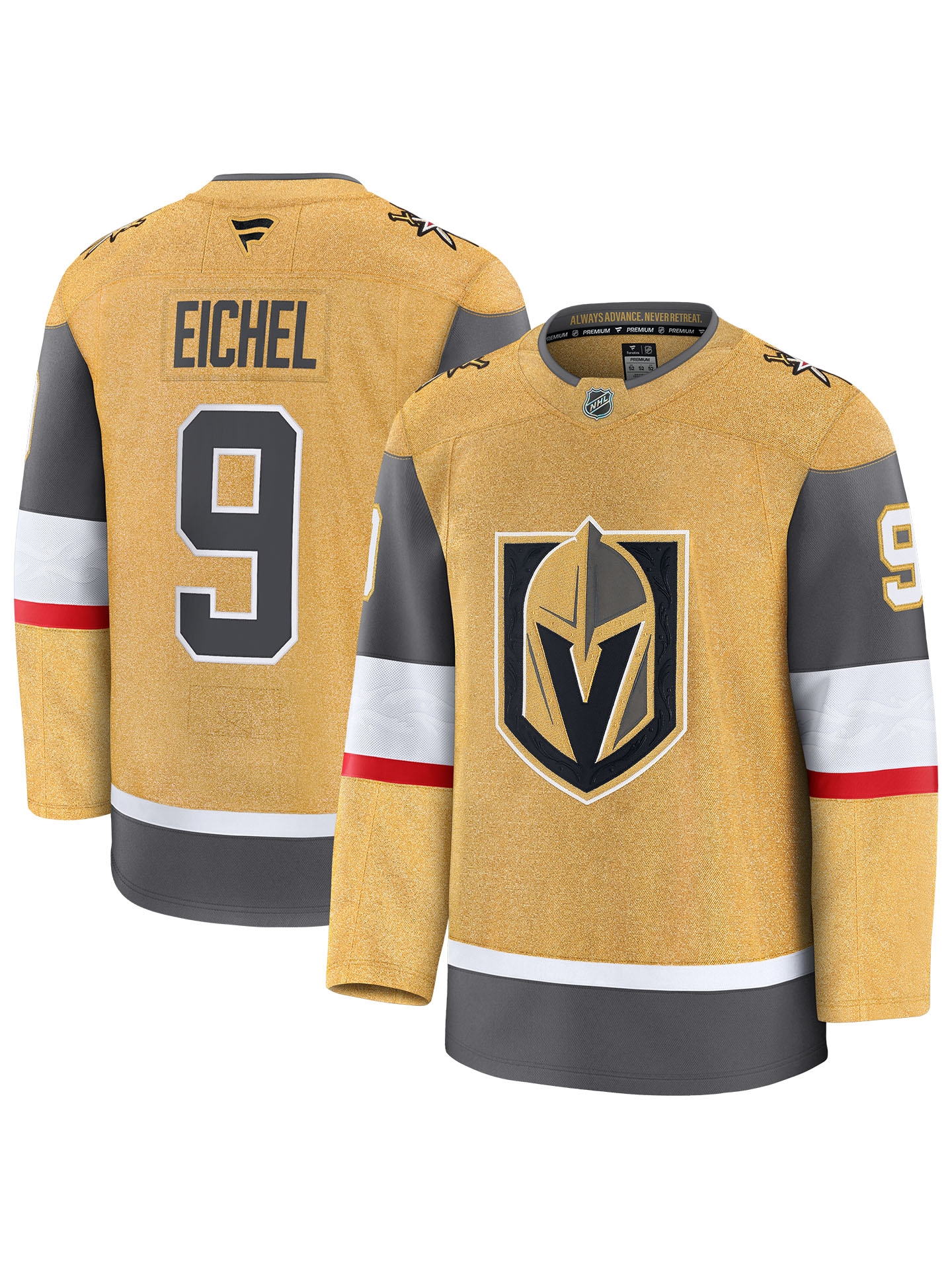 Jack Eichel #9 Vegas Golden Knights Premium NHL Trikot Home Gold