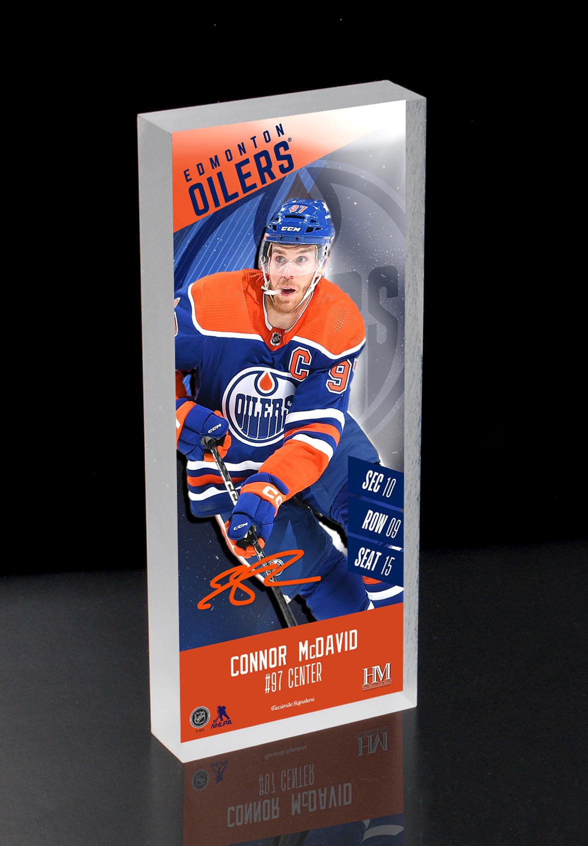Connor McDavid Edmonton Oilers NHL Player Ticket 3D Block Art