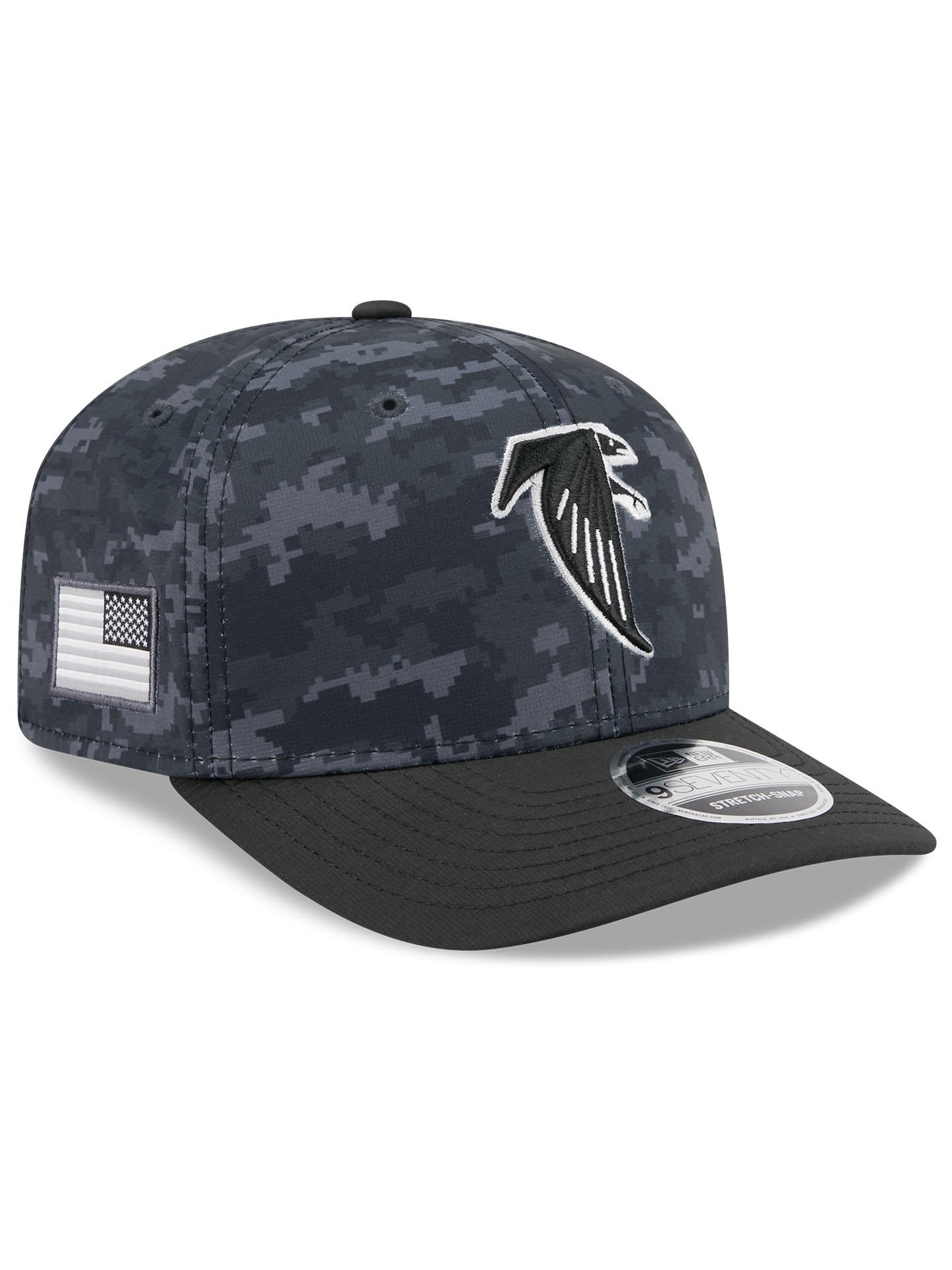 Atlanta Falcons Throwback 2026 NFL Salute to Service 9SEVENTY Stretch-Snap Cap Schwarz