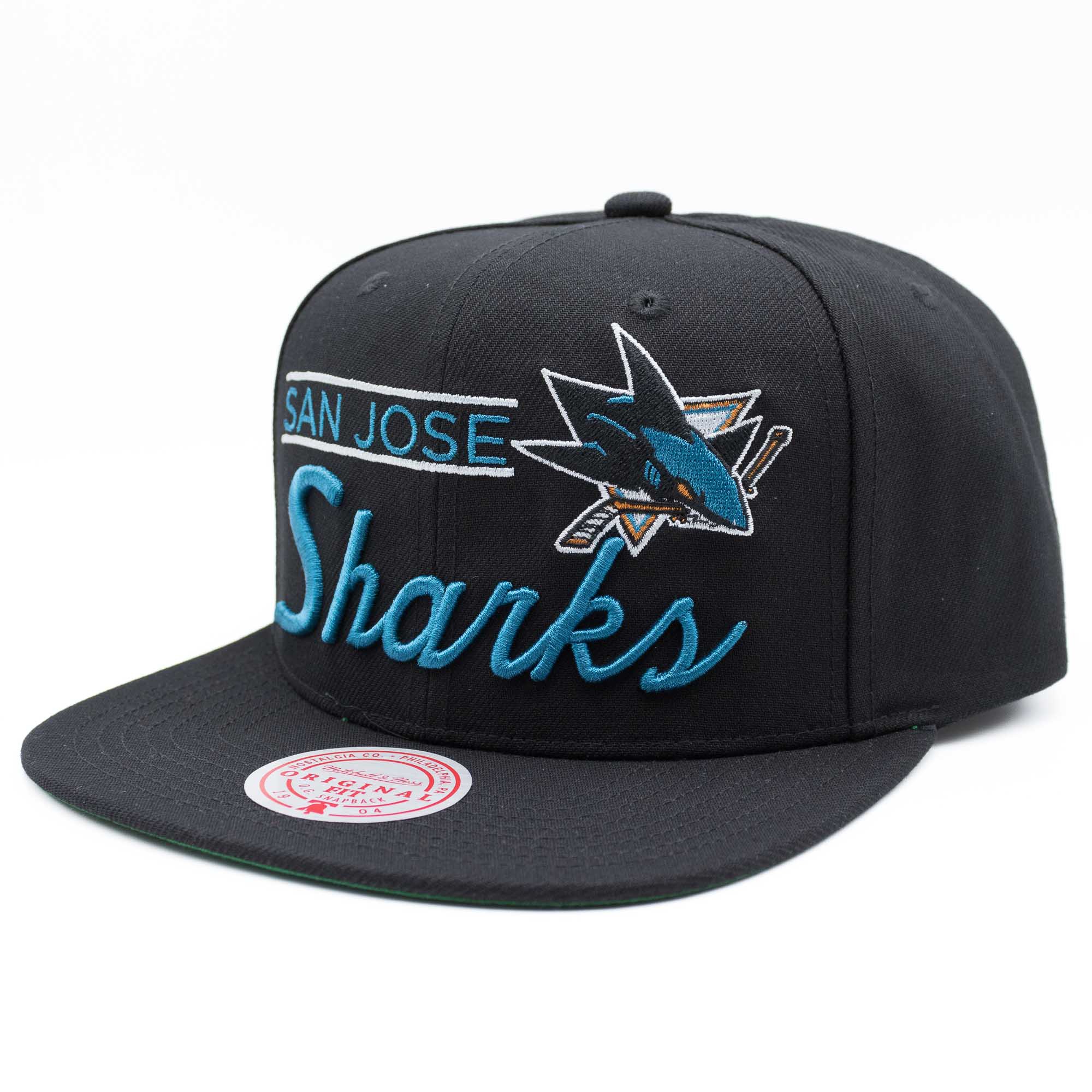 San Jose Sharks Retro Lock Up Mitchell & Ness Snapback NHL Cap Schwarz
