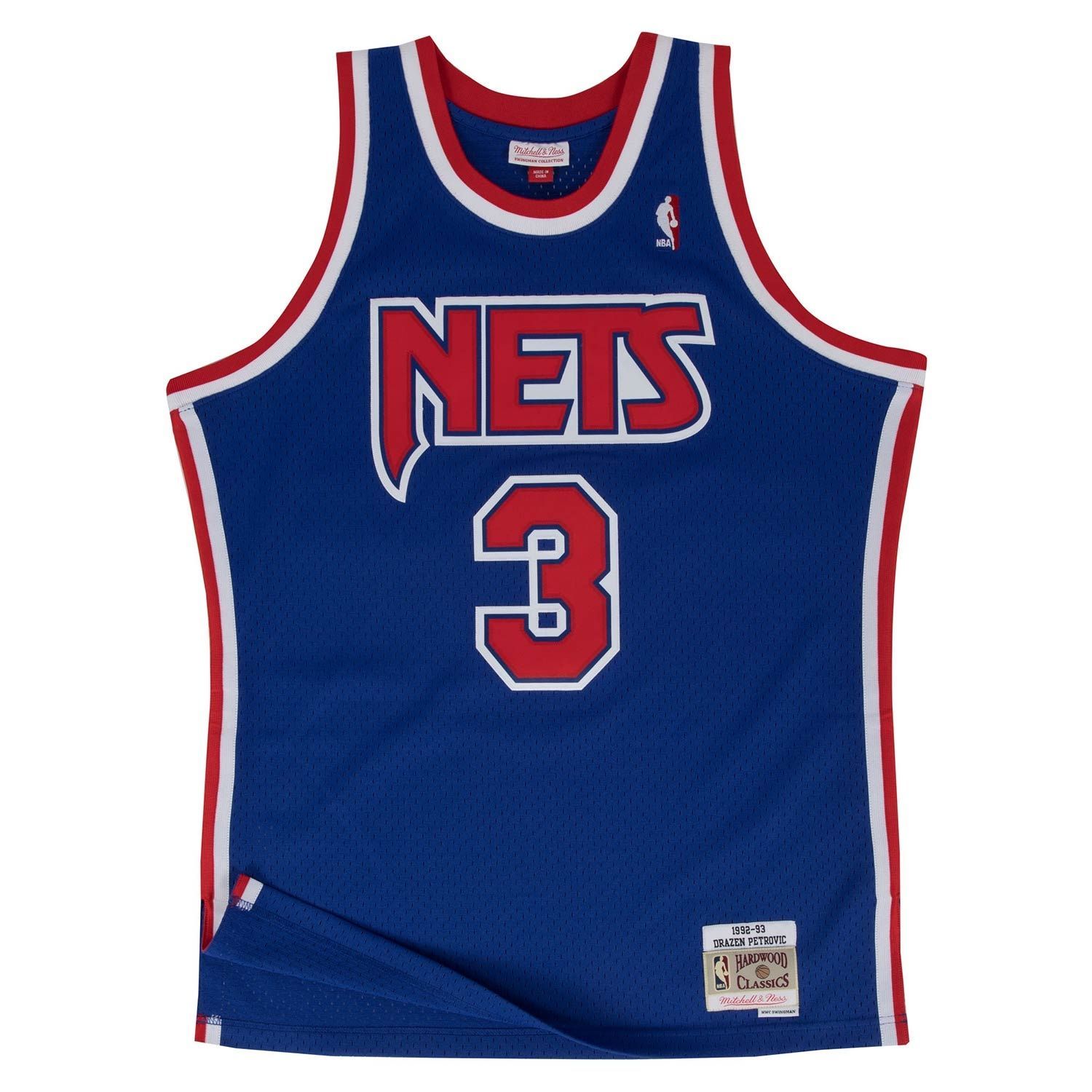 Dražen Petrović #3 New Jersey Nets 1992-93 Swingman NBA Trikot Blau