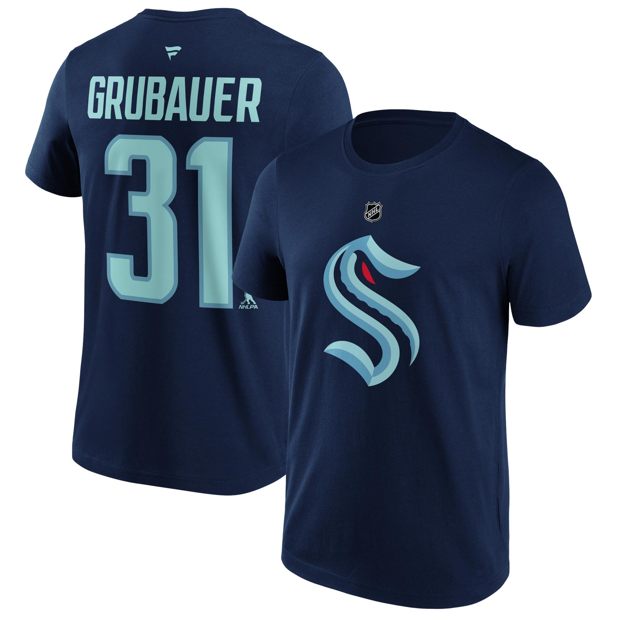 Philipp Grubauer #31 Seattle Kraken Player NHL T-Shirt Navy
