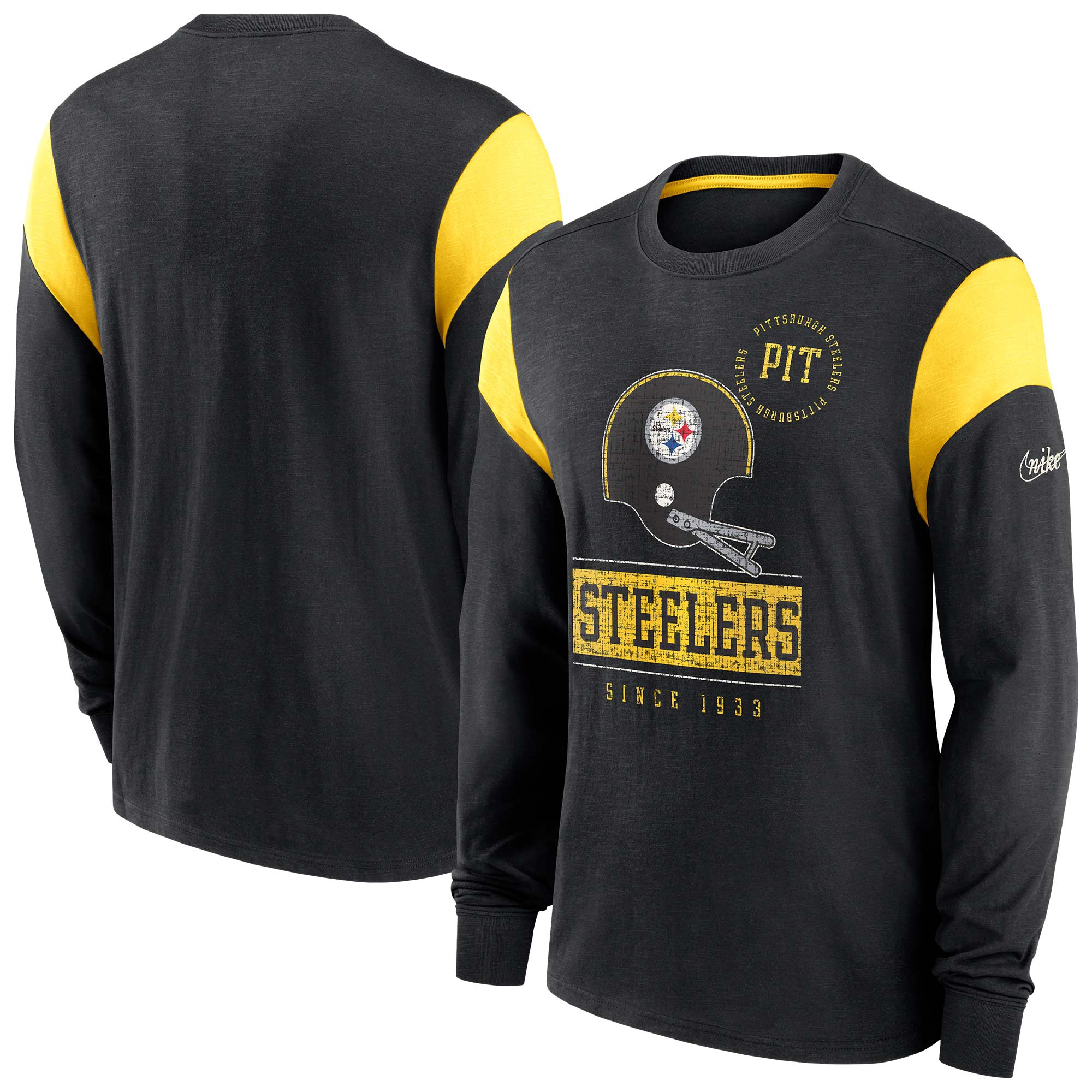 Pittsburgh Steelers NFL Historic Nike Slub Longsleeve Shirt Schwarz